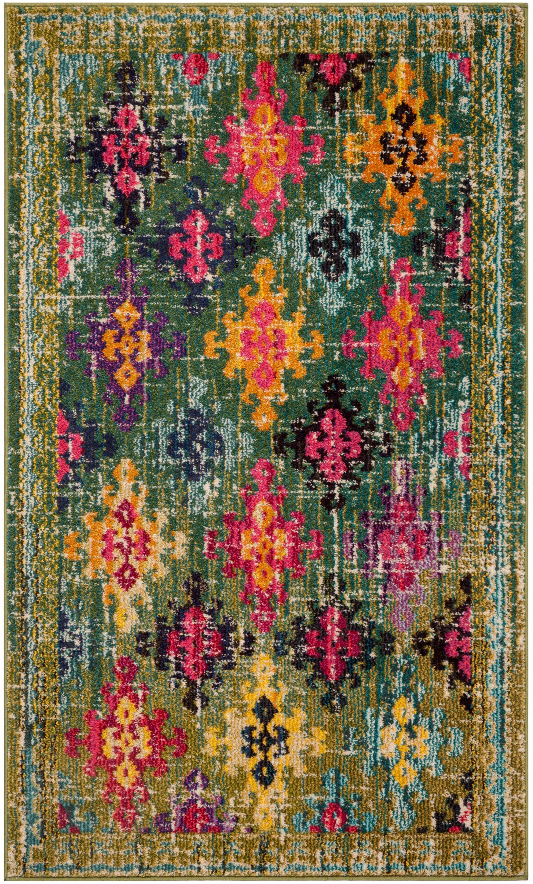 Monaco MNC244 Power Loomed Indoor Accent Rug - Green/Multi - 3'x5' - Safavieh.
