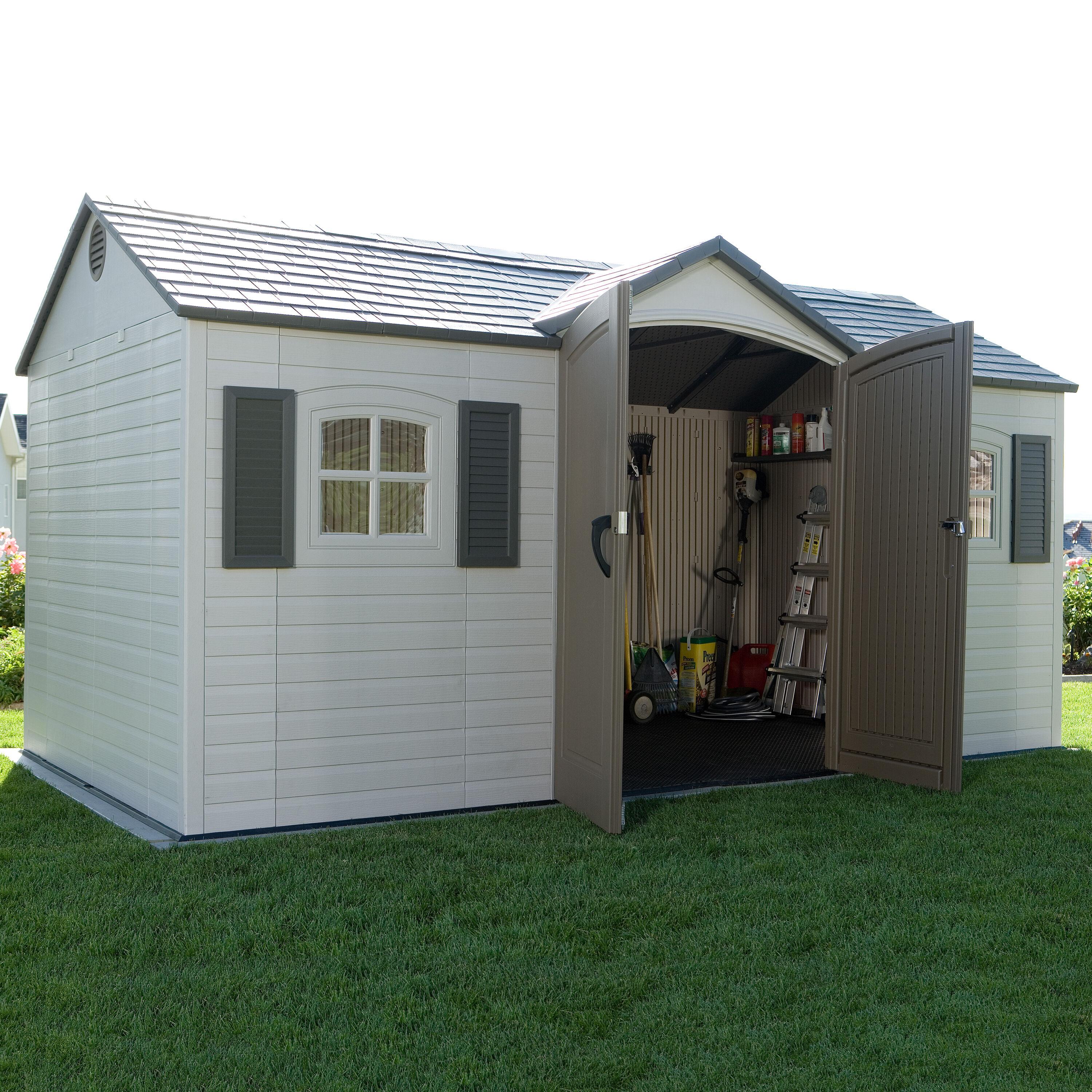 Lifetime 15 Ft. x 8 Ft. High-Density Polyethylene (Plastic) Outdoor Storage Shed with Steel-Reinforced Construction