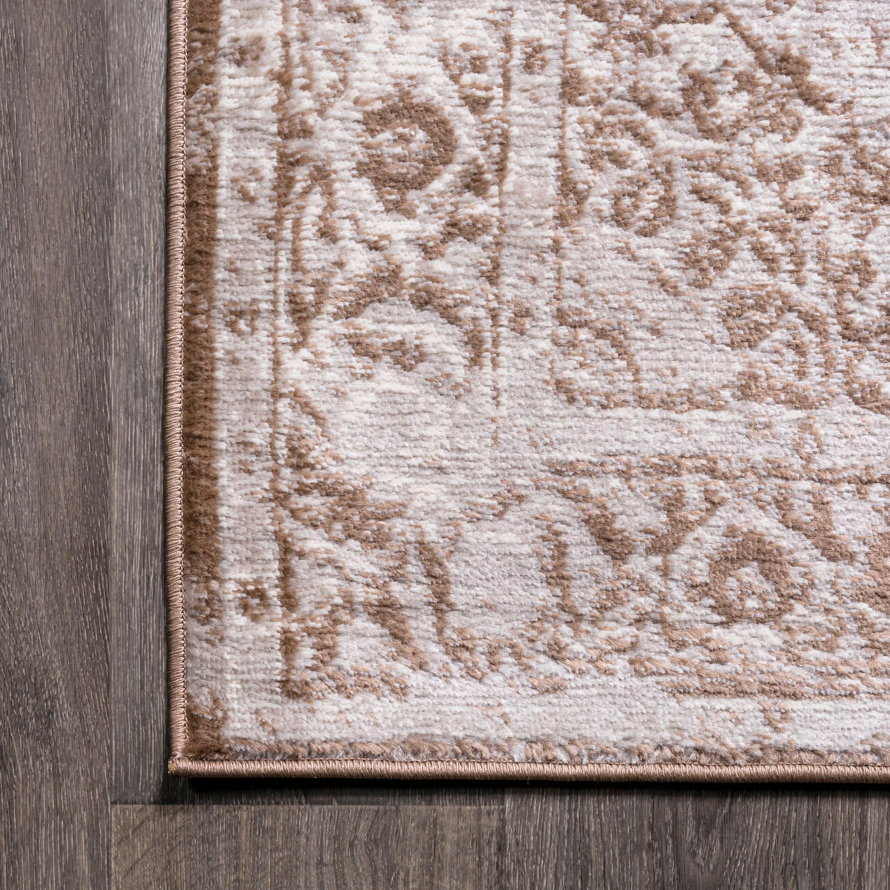 2'x8' Rosalia Cottage Medallion Runner Rug, Brown/Cream - JONATHAN Y