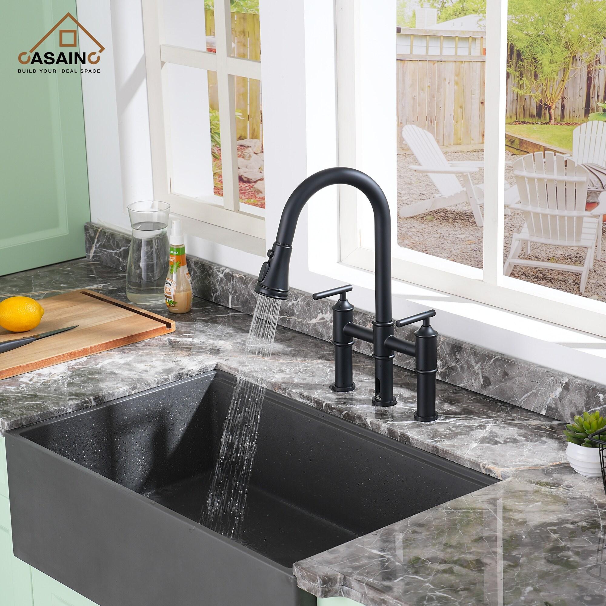 CASAINC 1.8 GPM Single-Handle Spring Pull-Down Kitchen Faucet Single Hole Faucet
