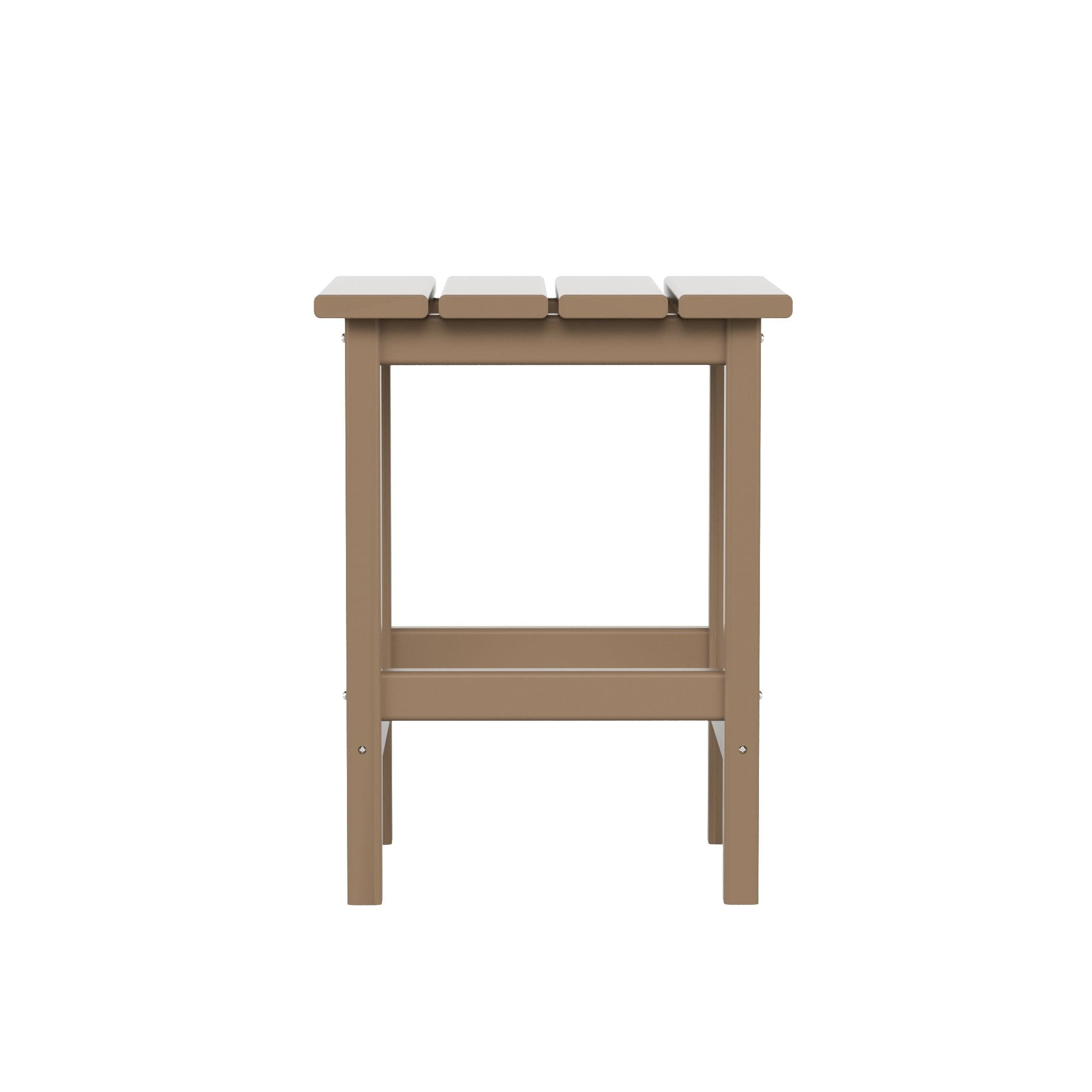 Polytrends  Laguna Hdpe All Weather Outdoor Patio Square Side Table Weathered Wood