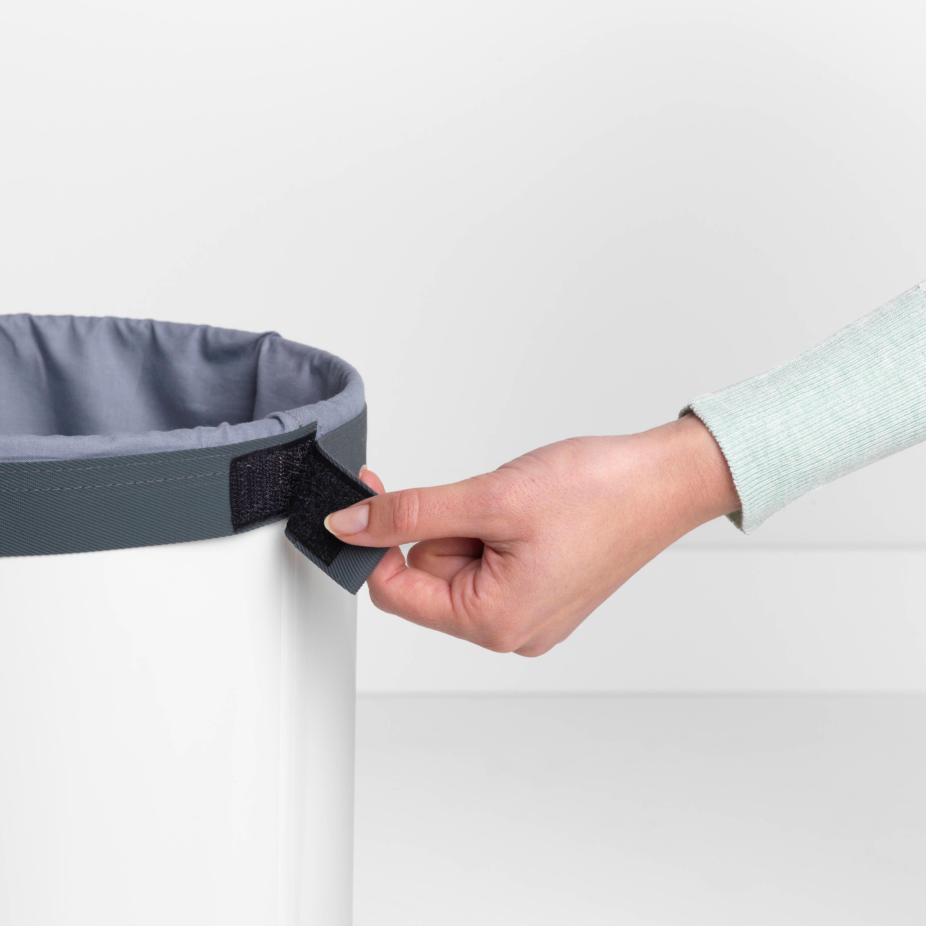 White Steel Upright Laundry Hamper with Cork Lid