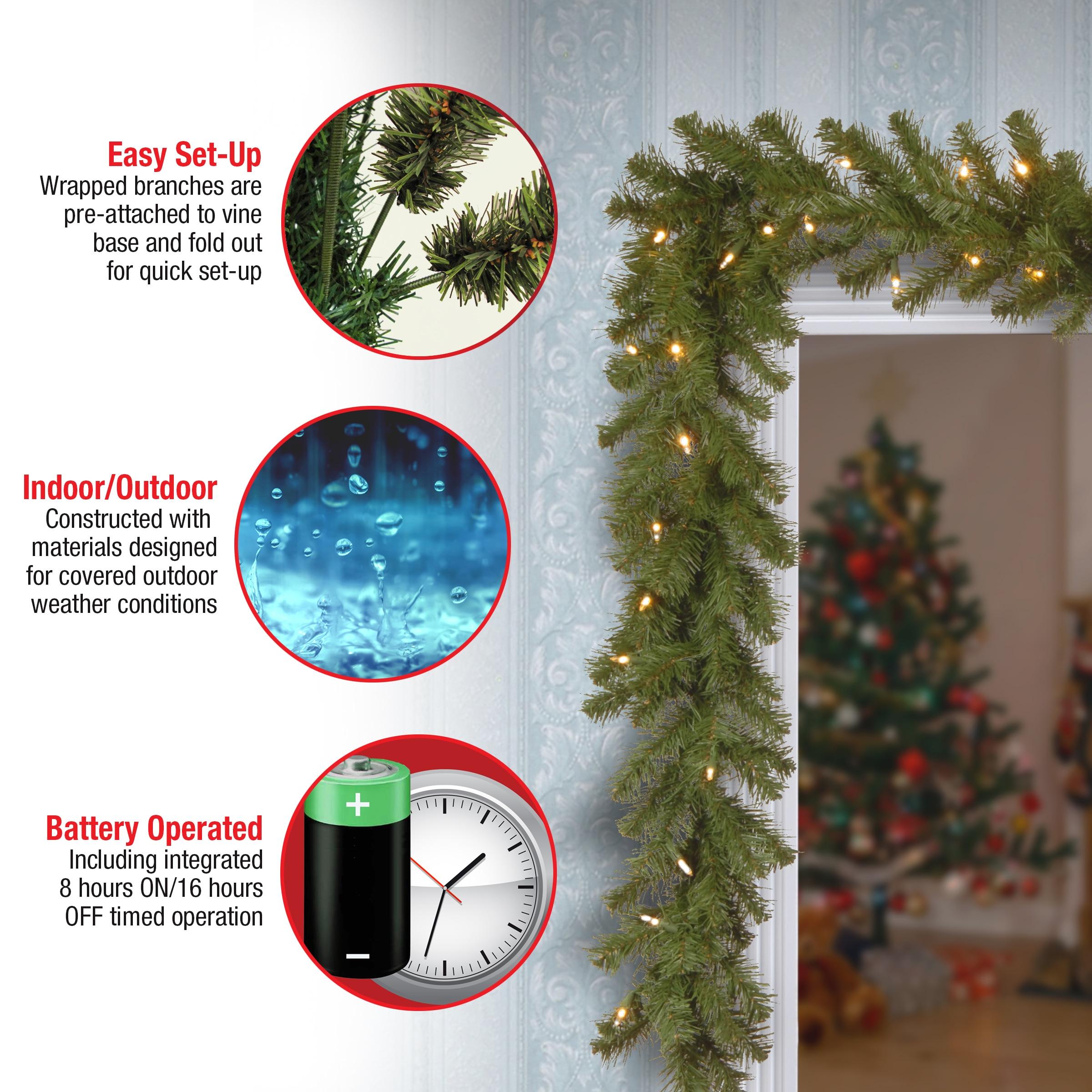 9ft' North Valley Spruce Artificial Christmas Garland with LED Lights