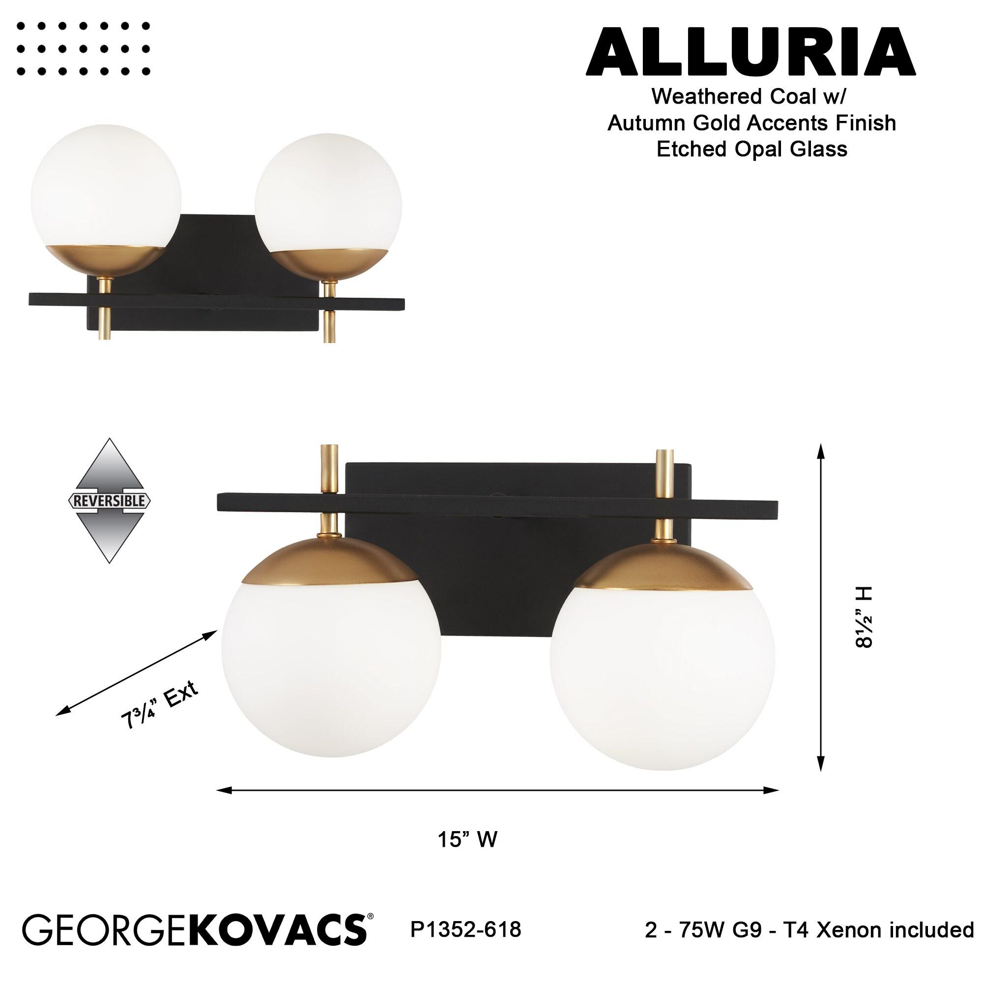 George Kovacs Alluria 8 1/2" High Black and Gold 2-Light Wall Sconce