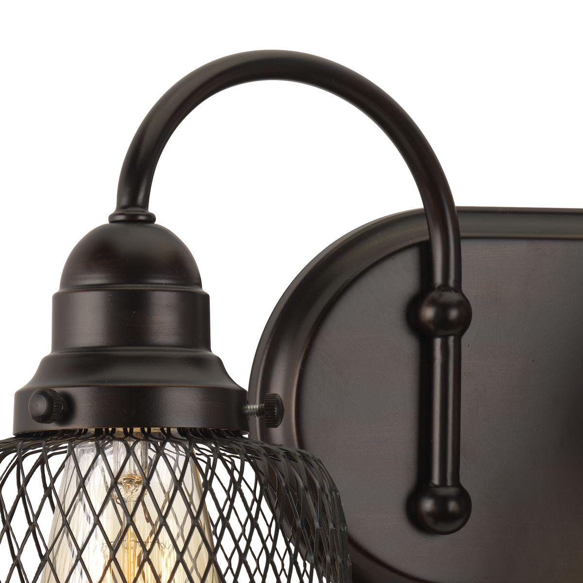 Progress Lighting Tilley 2-Light Bath & Vanity in Antique Bronze, Steel, Industrial Style, Metal Mesh Shades
