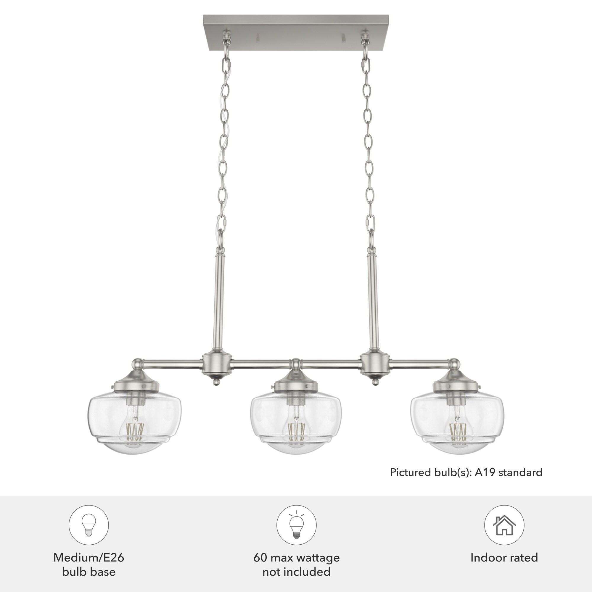 Saddle Creek 3 - Light Kitchen Island Linear Schoolhouse Chandelier