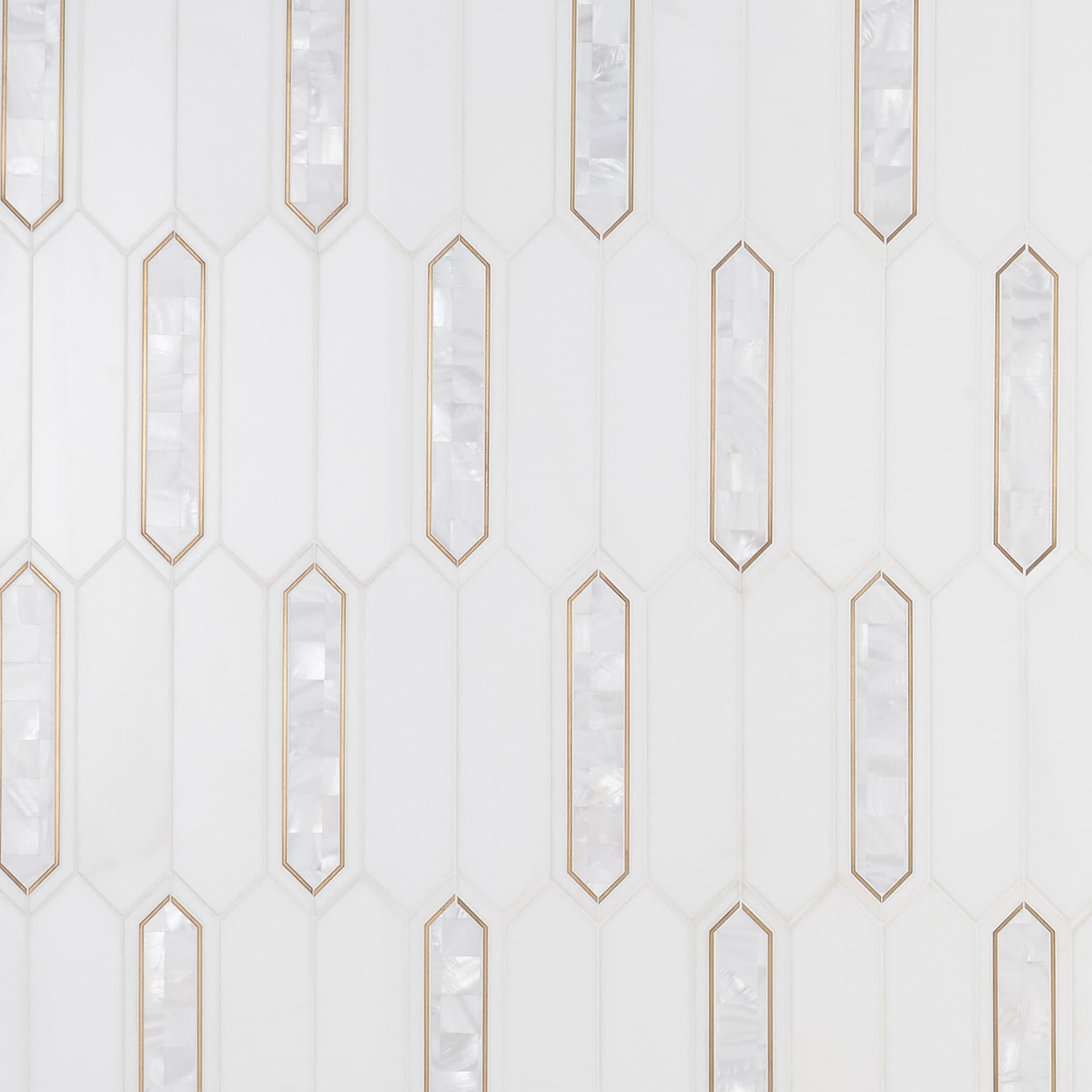 Zip 11.65'' W x 13.62'' L Marble and Brass Mosaic Tile (1.1 Sq. Ft. / Sheet)