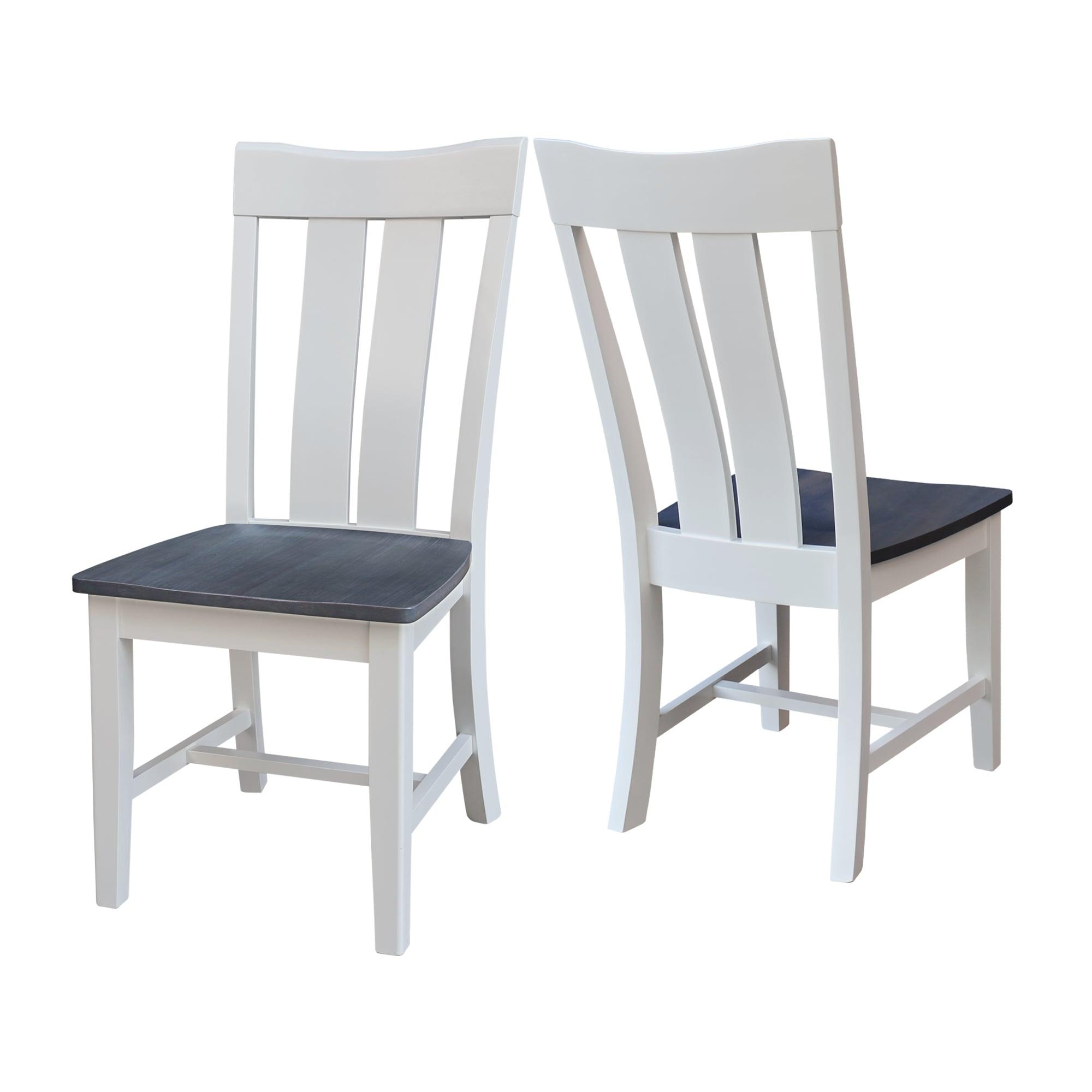 International Concepts Ava Solid Wood Dining Side Chair in White (Set of 2)