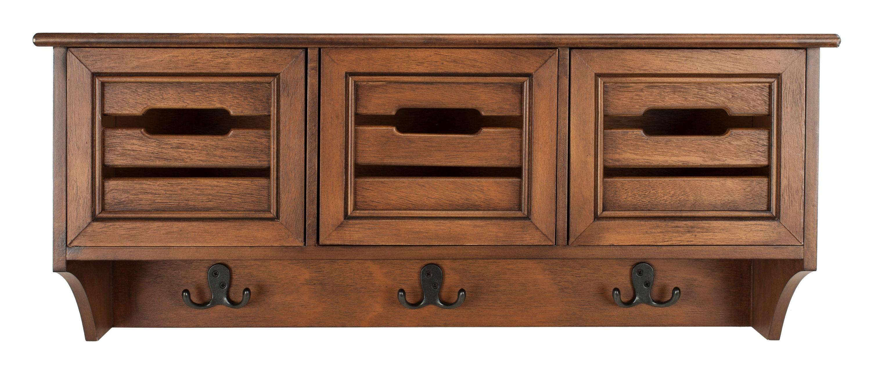 Leon Hanging 3 Drawer Wall Rack - Honey - Safavieh