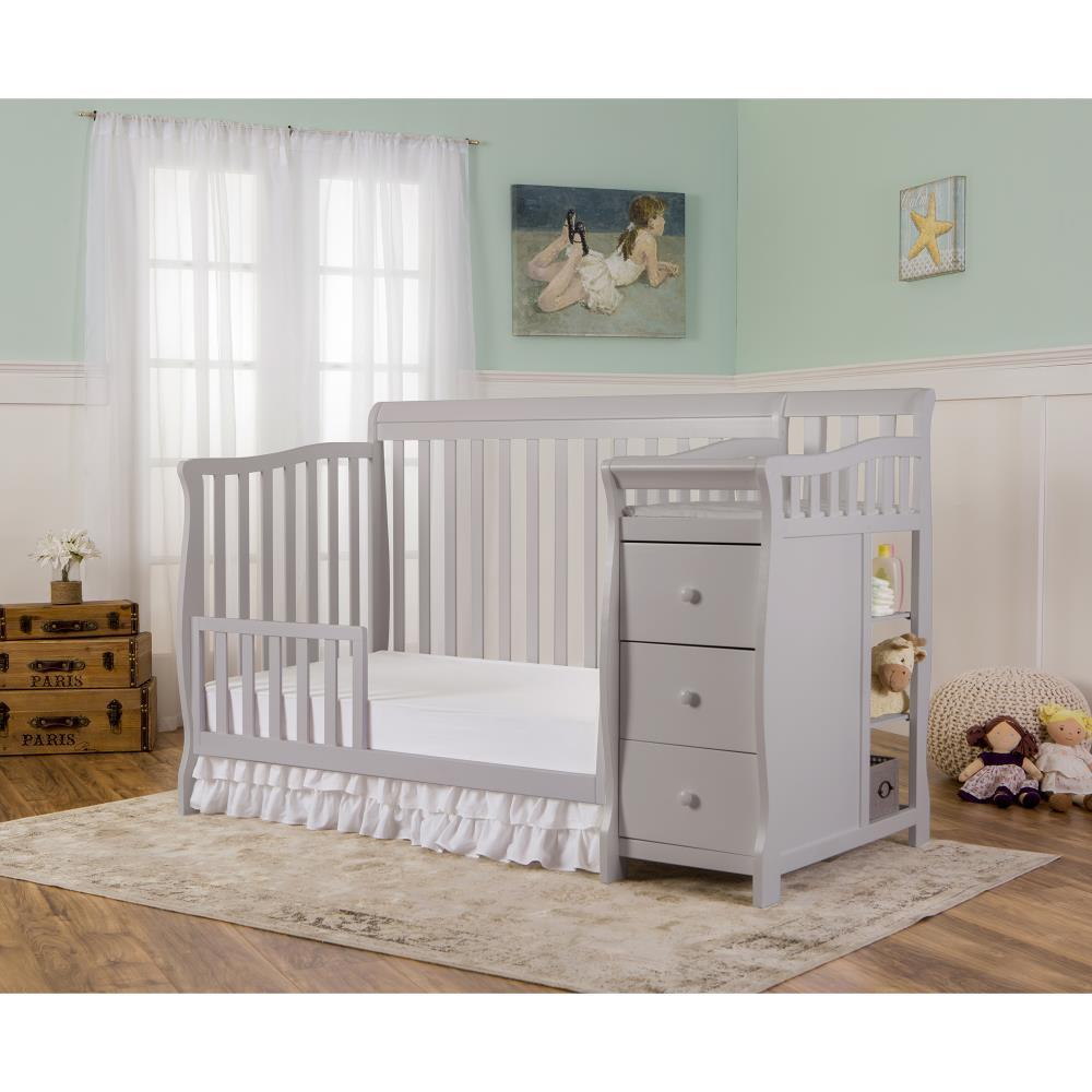 Pebble Grey Pine 5-in-1 Convertible Crib with Changer