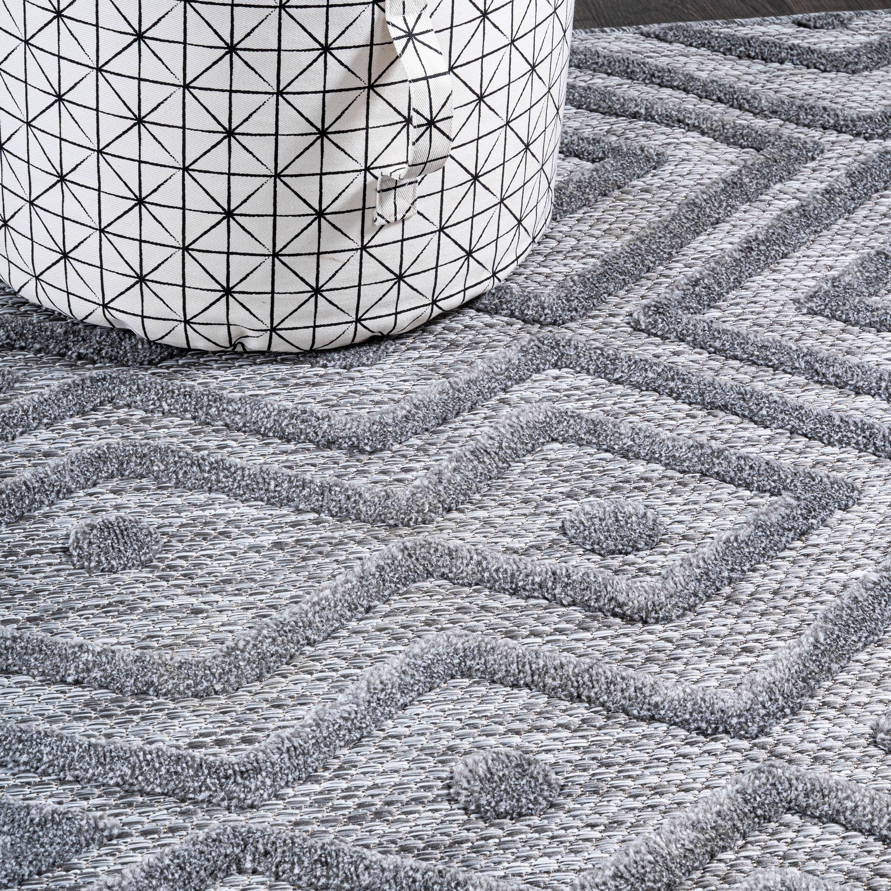 4'x6' Balansat Moroccan Diamond Indoor/Outdoor Area Rug, Dark Gray - JONATHAN Y