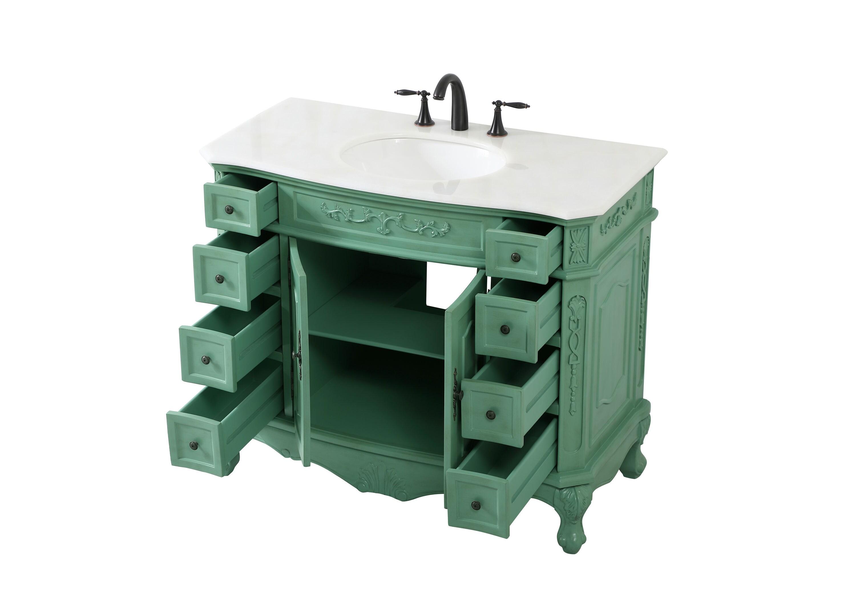 Elegant Decor Danville 42" Solid Wood Single Bathroom Vanity in Vintage Mint