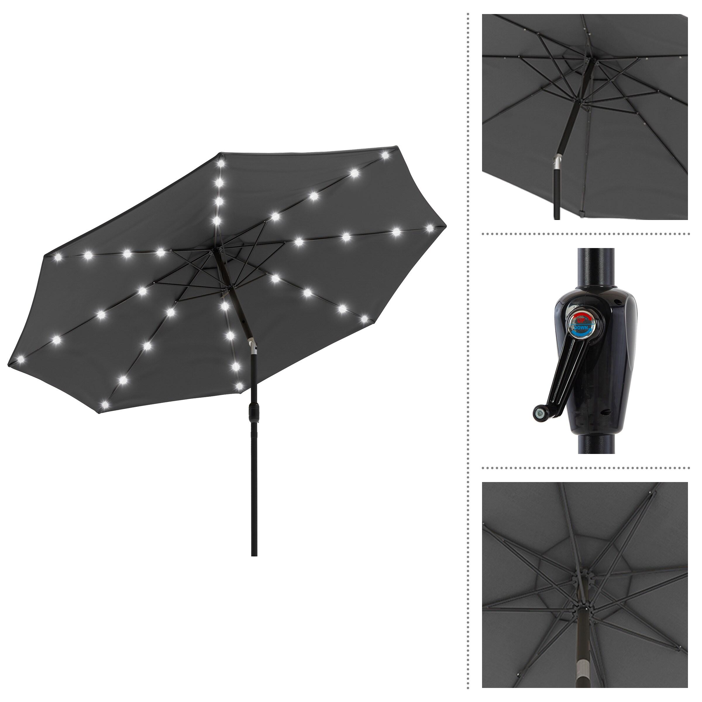 Pure Garden 10' Octagon Outdoor Patio Market Umbrella: Solar LED, Water-Resistant, Steel Frame