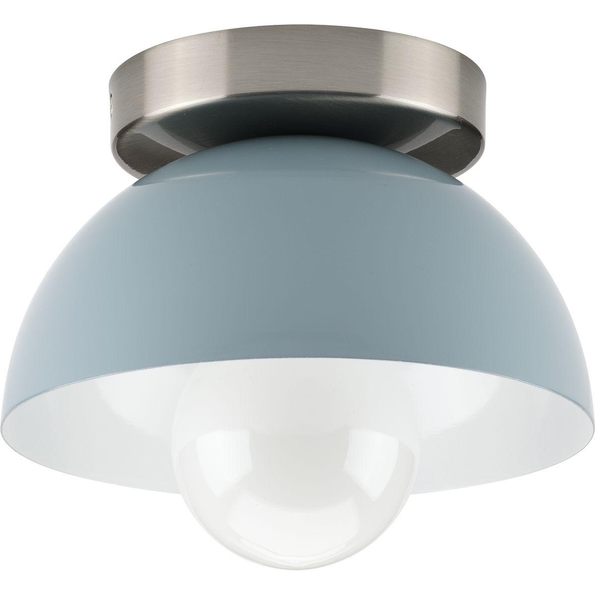 Eva Collection One-Light Coastal Blue Mid-Century Modern Flush Mount Light