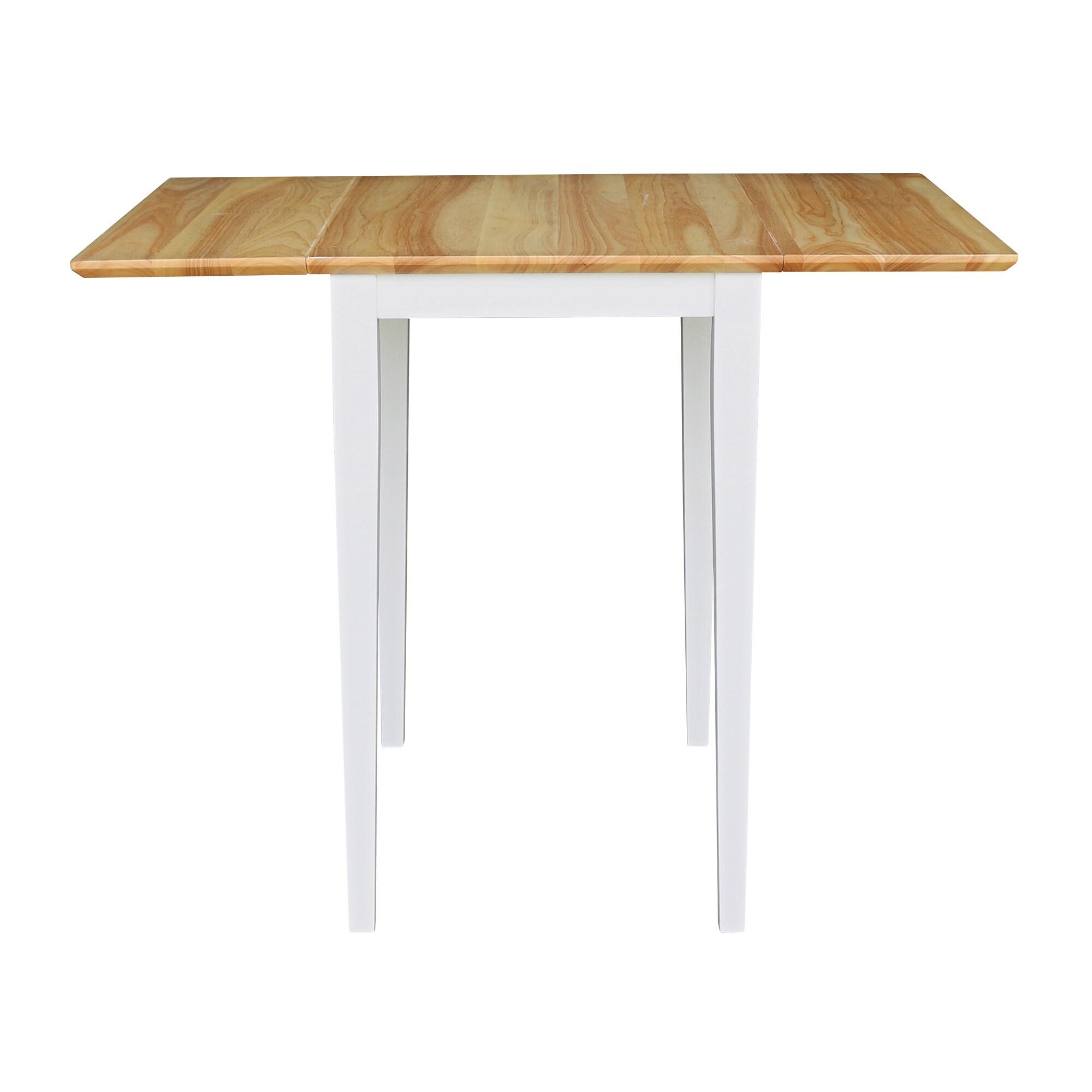 Tate Drop Dining Table White/Natural - International Concepts: Hardwood, Dual 9-inch Leaves, Seats 4