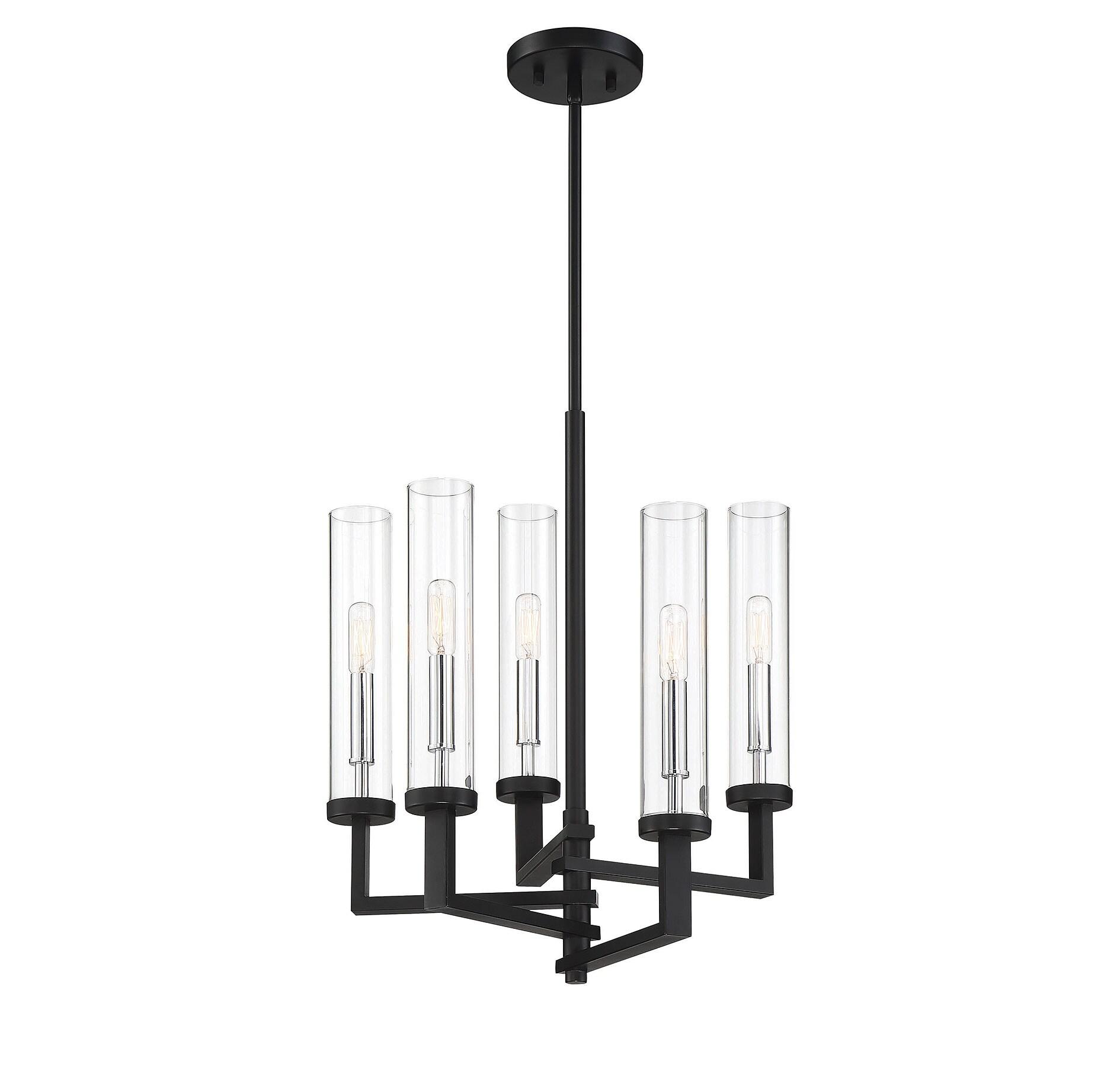Savoy House Folsom 5 - Light Chandelier in  Matte Black/Polished Chrome