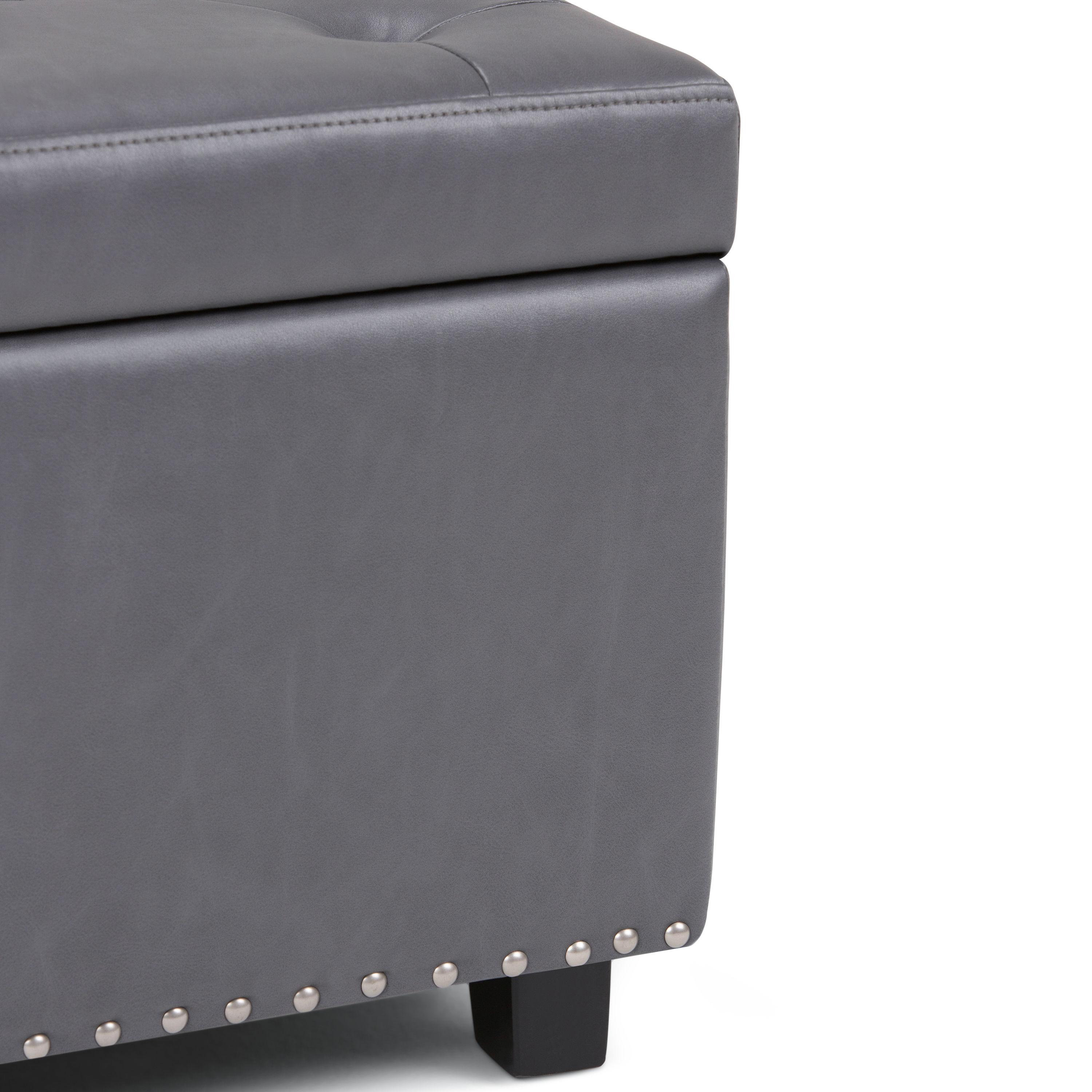 Simpli Home Hamilton 48"W Upholstered Storage Ottoman Bench with Lift-Top Lid, Tufted Design, and Nailhead Trim