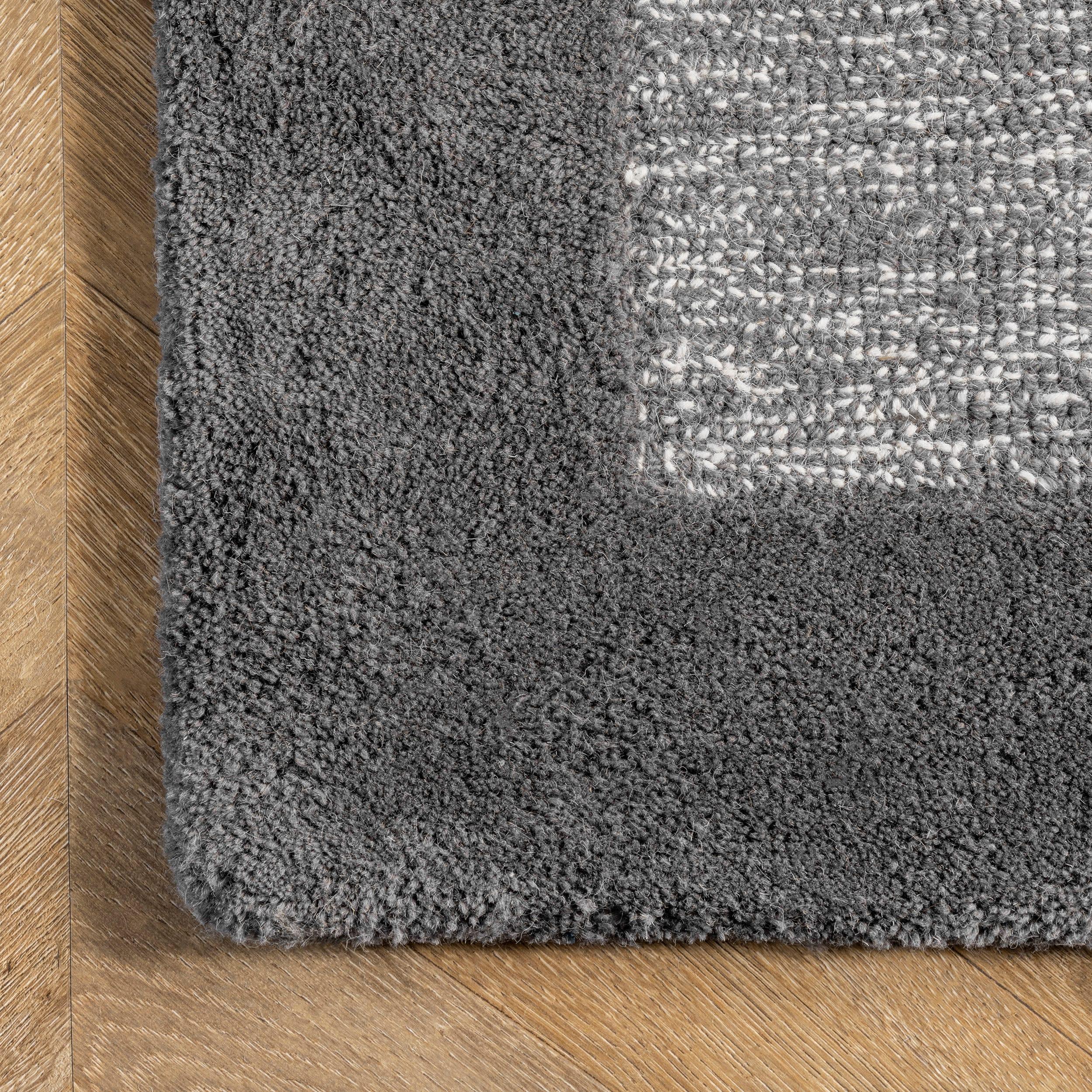 5&#39;x8&#39; Marianne Handmade Wool Border Area Rug Gray - nuLOOM
