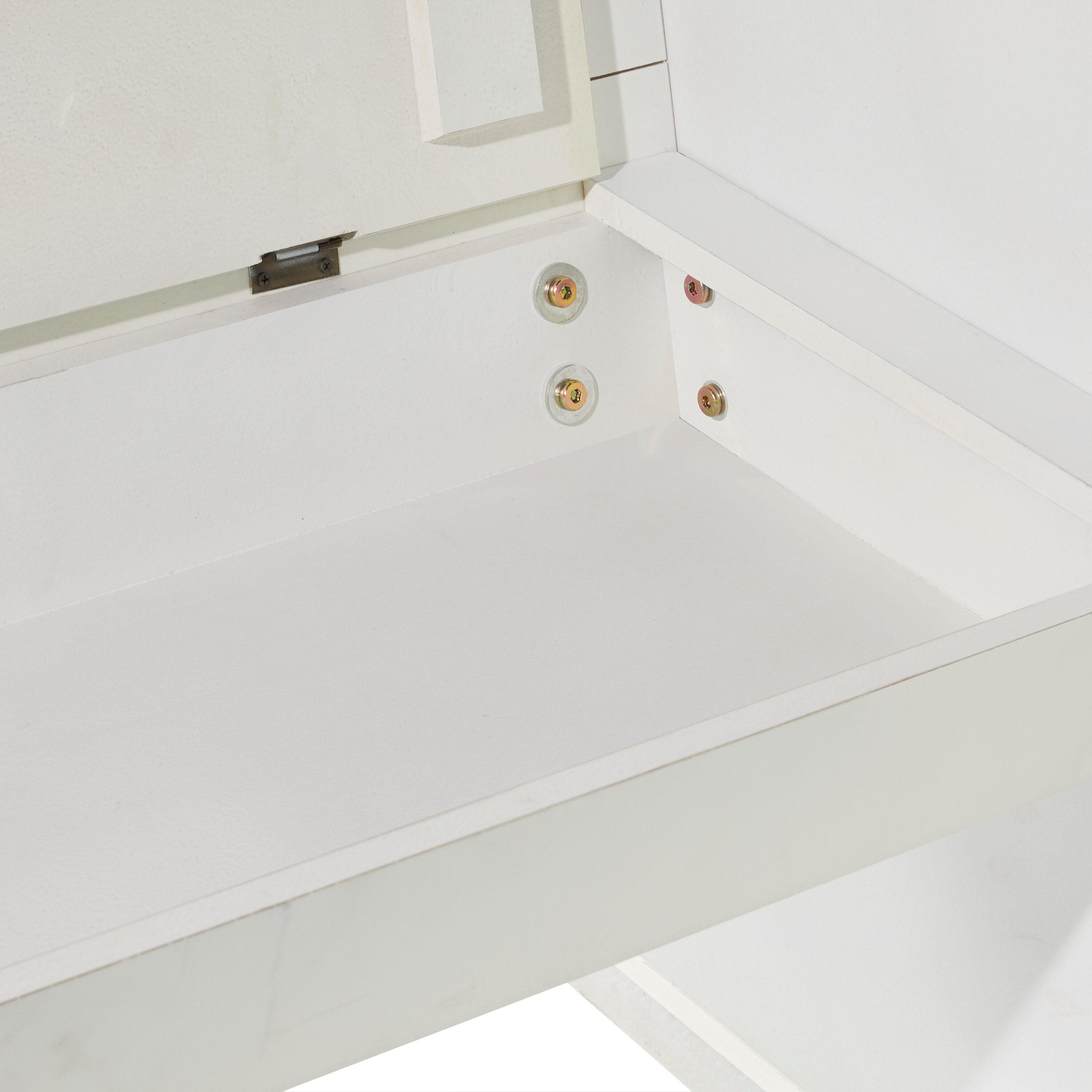 DecMode Wood Storage Bench with Scrolled Armrests, White