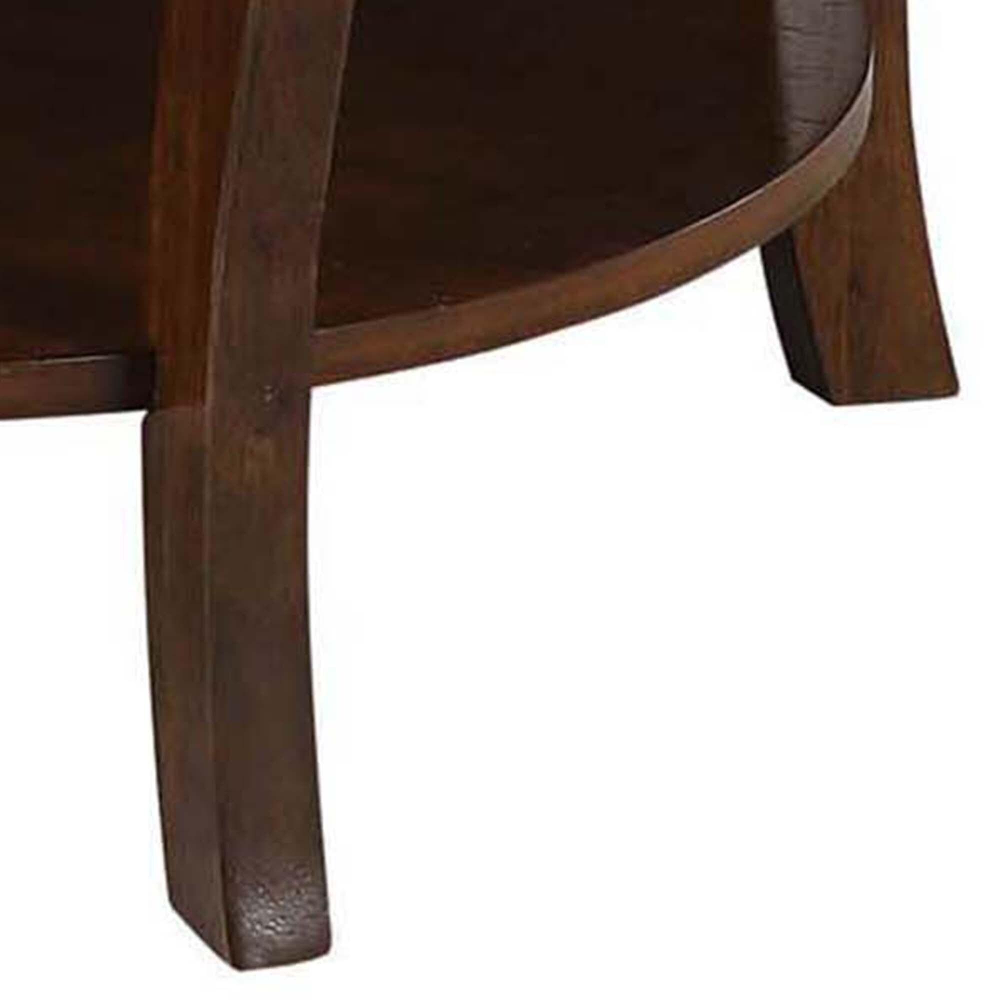 FurniFact Brown Round Coffee Table with Lower Shelf for Stylish Living Room Storage