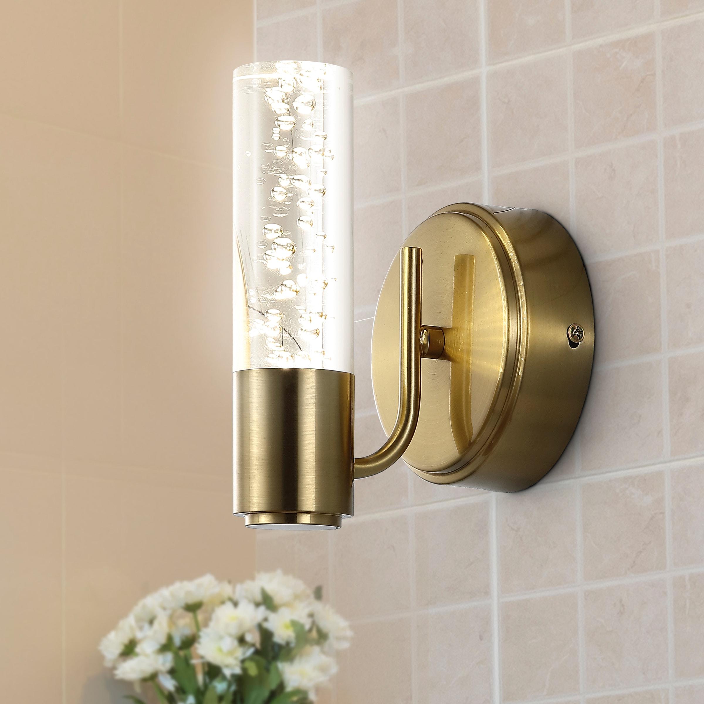 Bolha 5.5" 1-Light Minimalist Modern Bubble Acrylic/Iron Integrated LED Vanity Light, Brass Gold