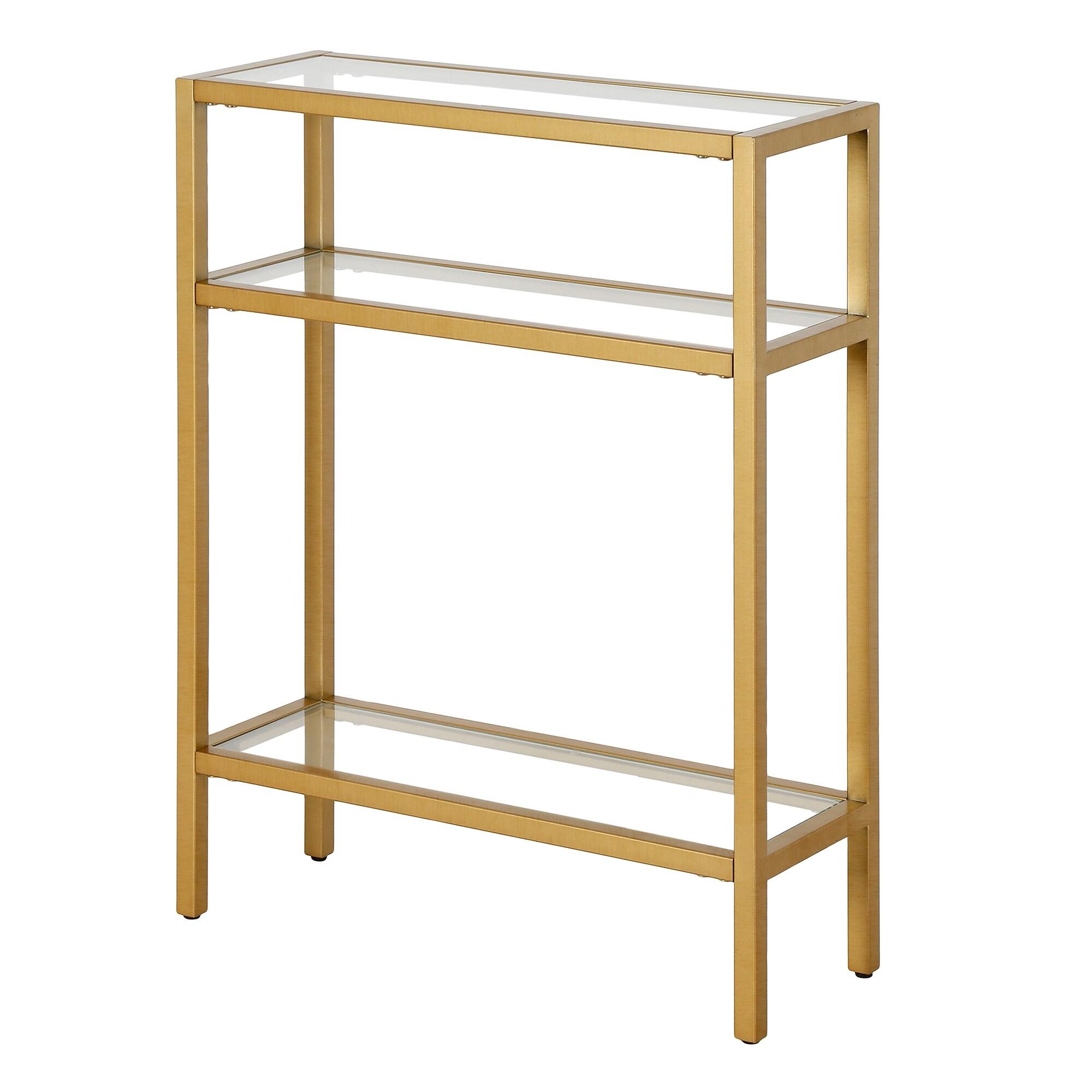 Evelyn&Zoe Sivil 22" Wide Rectangular Console Table, Brass