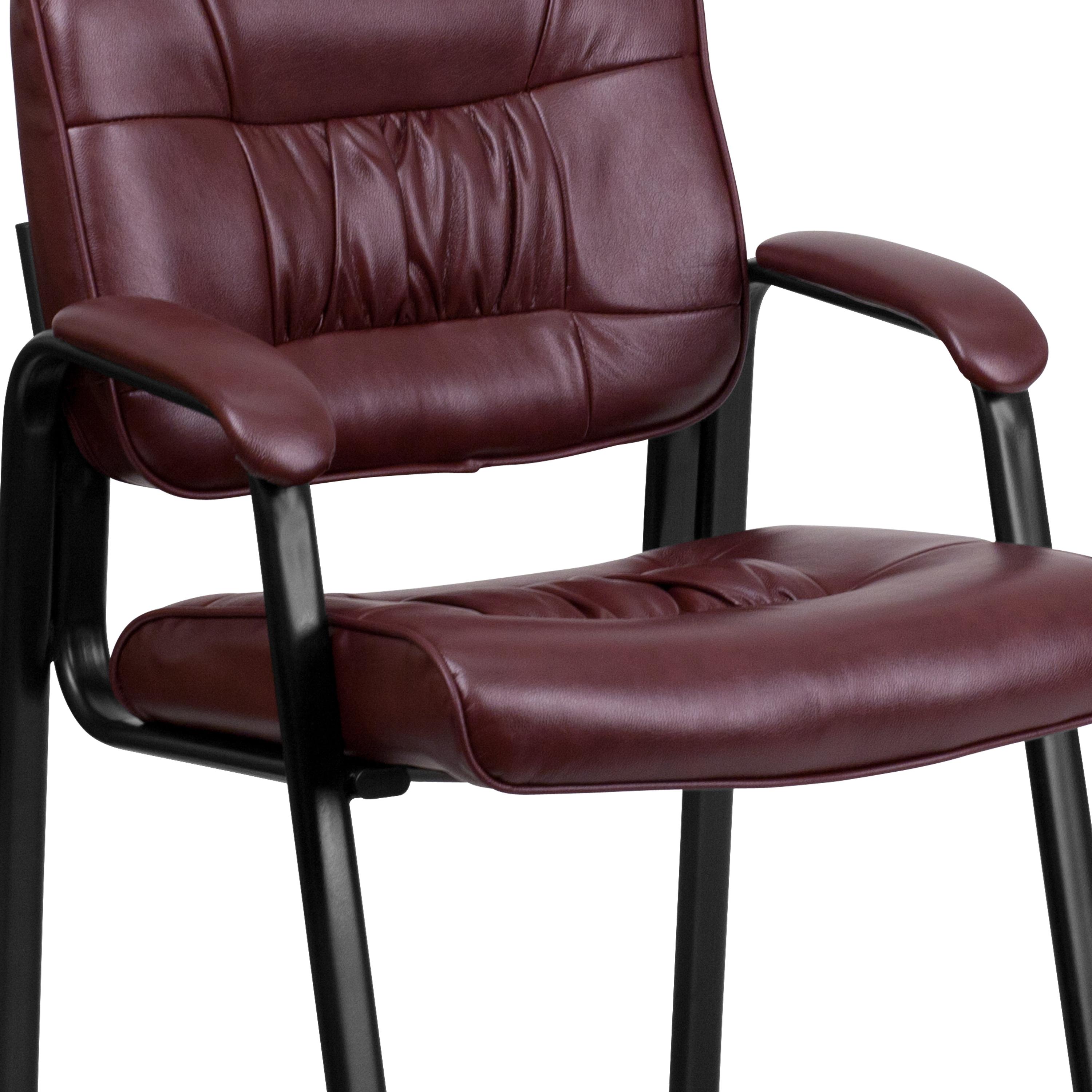 Flash Furniture Haeger LeatherSoft Tufted Executive Reception Chair with Padded Armrests, Burgundy