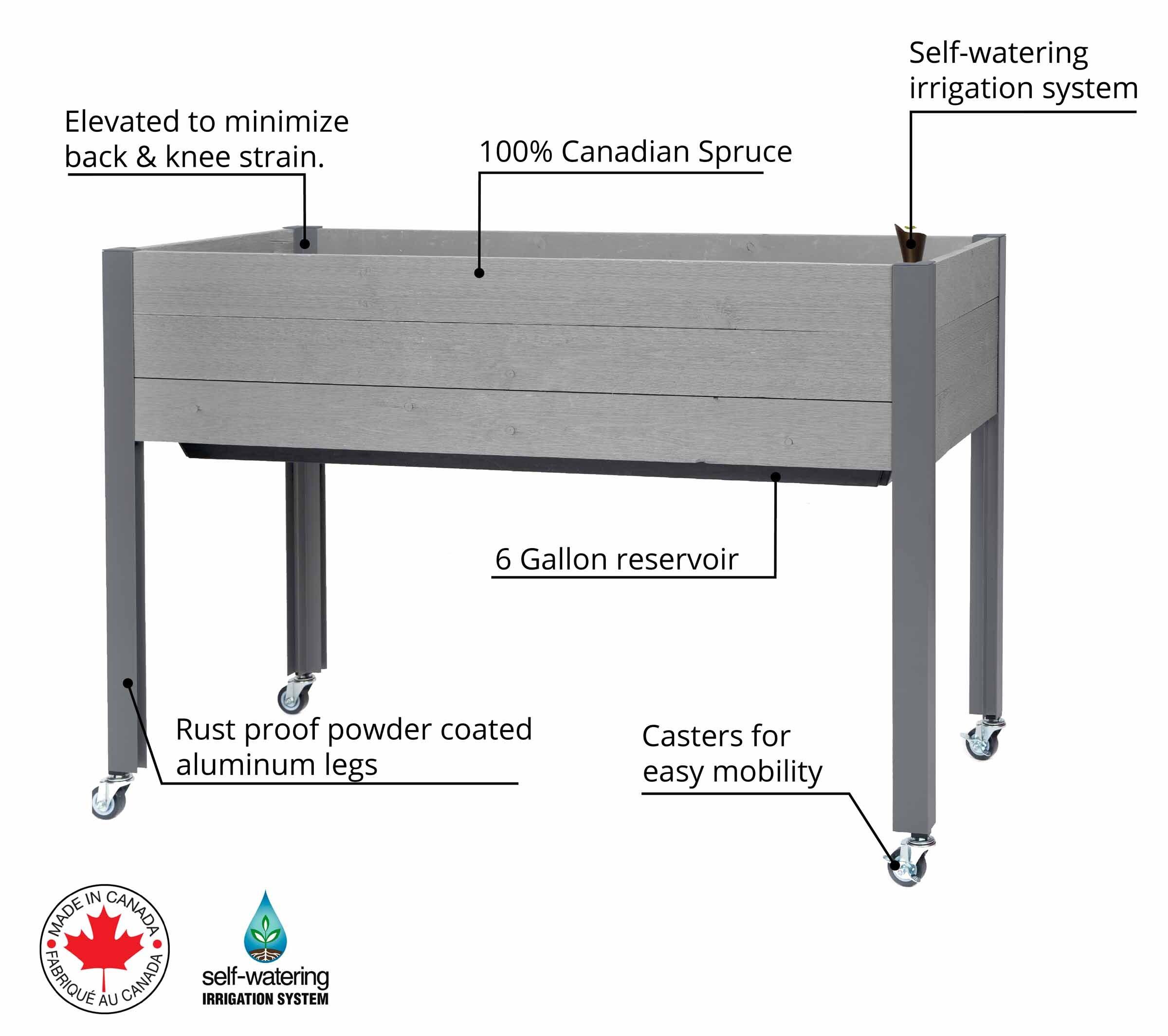 47" Wide rectangular Planter Self-Watering Wooden Gray - CedarCraft