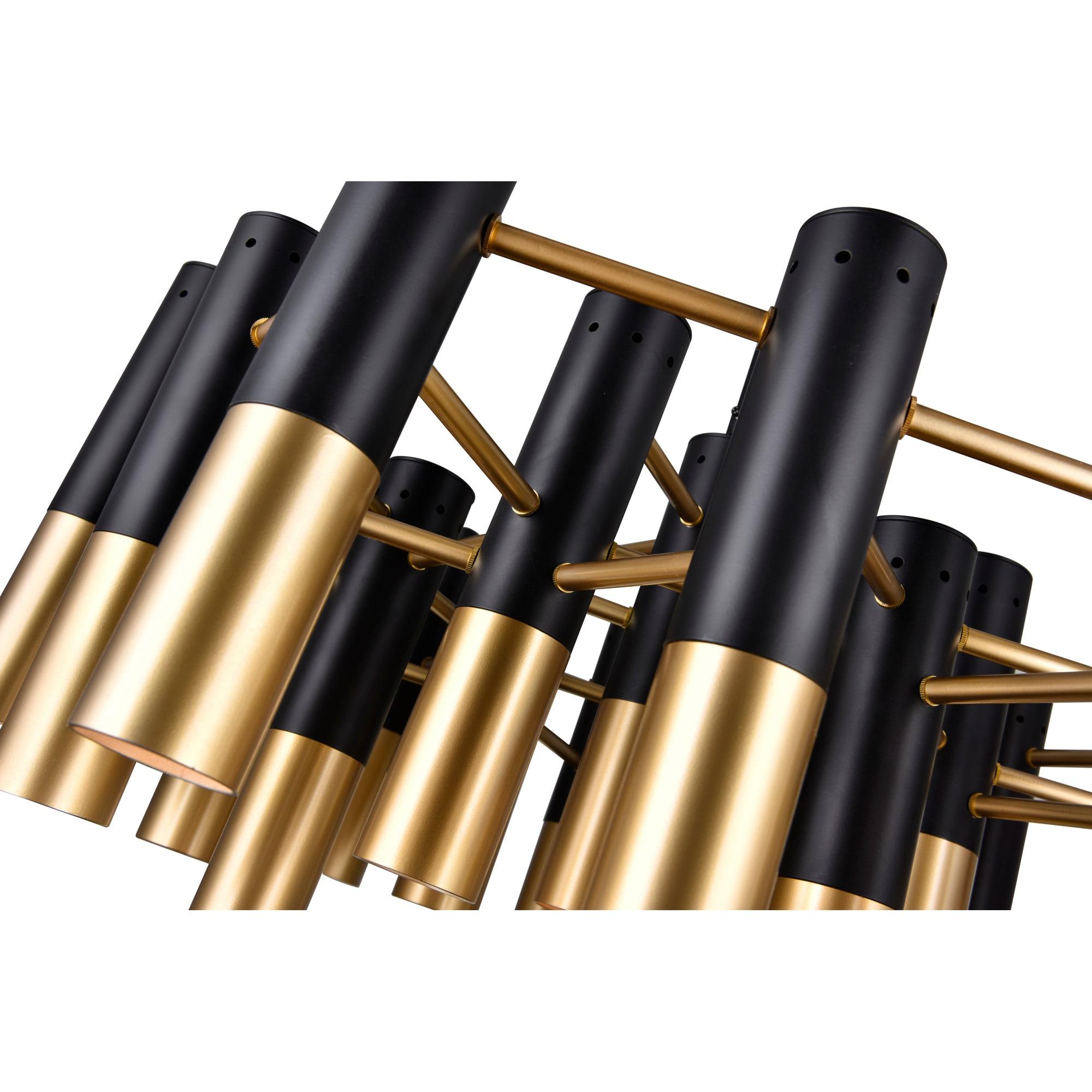 CWI Lighting Anem 19 Light Down Transitional Metal Chandelier in Black/Gold
