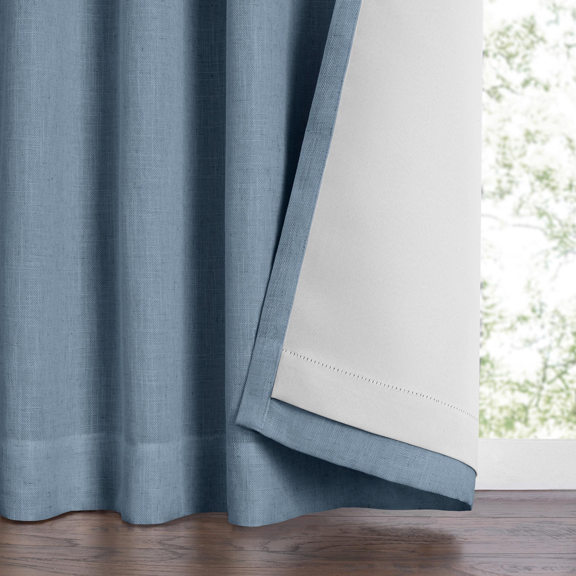 Harrow Solid Texture Room Darkening Single Window Curtain Panel - 52" x 108" - Blue - Elrene Home Fashions