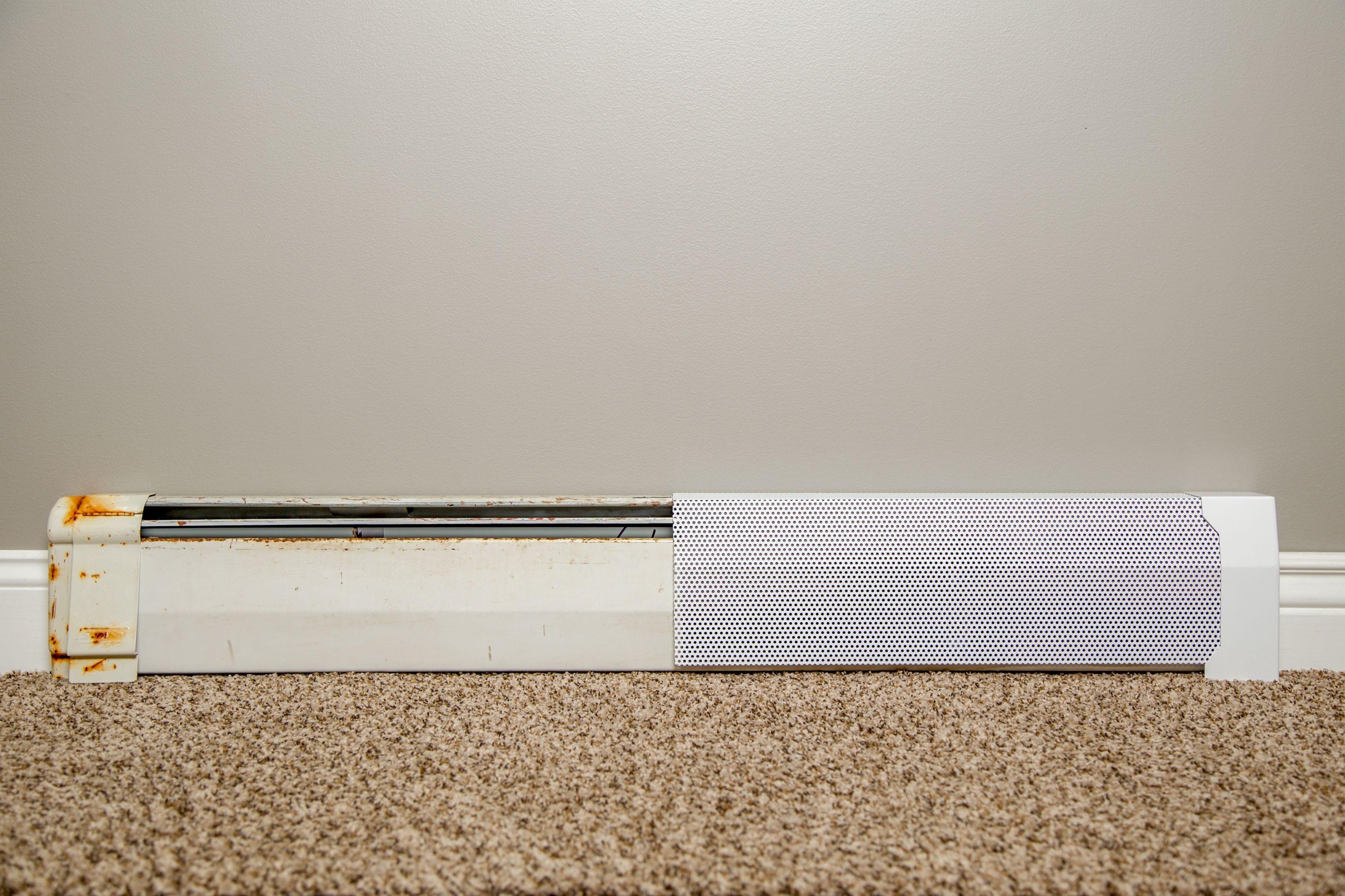 EZ Snap Covers 5 Foot White Standard 7 1/2" White Baseboard Heater Cover Galvanized Steel Kit with 2 Closed End Caps & 3 Brackets