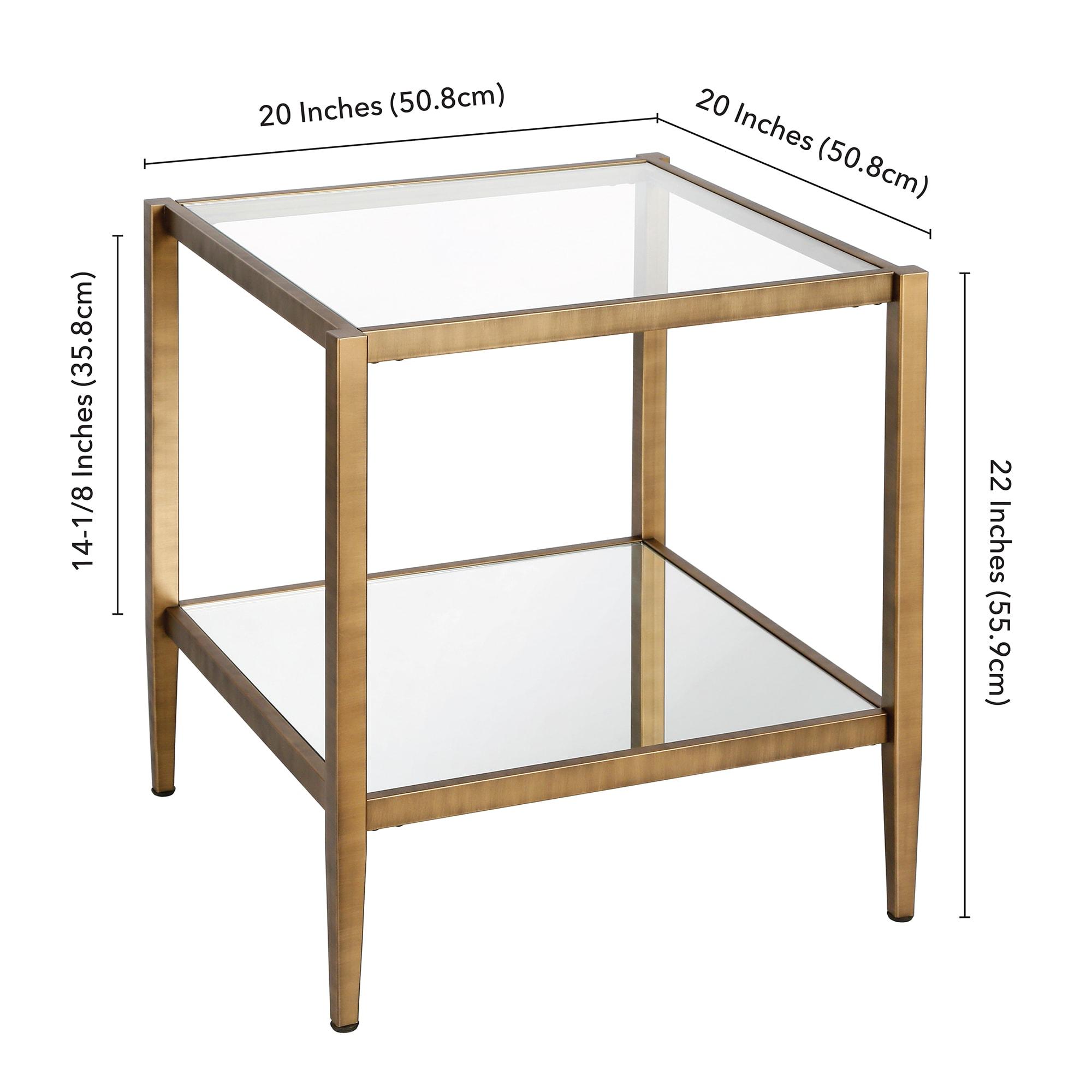 Evelyn&Zoe 20" Brass Metal/Glass Side Table