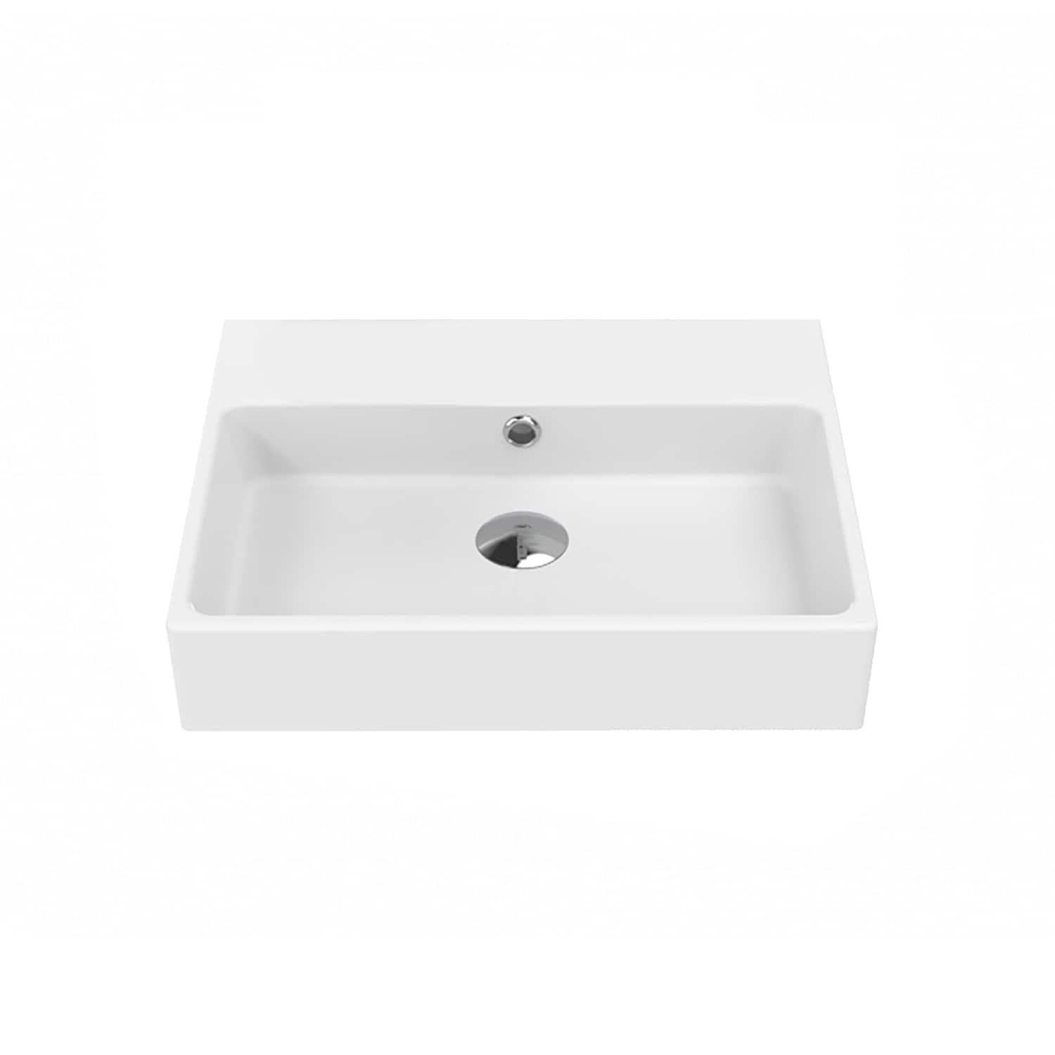 WS Bath Collections Simple 15.7'' White Ceramic Rectangular Bathroom Sink with Overflow