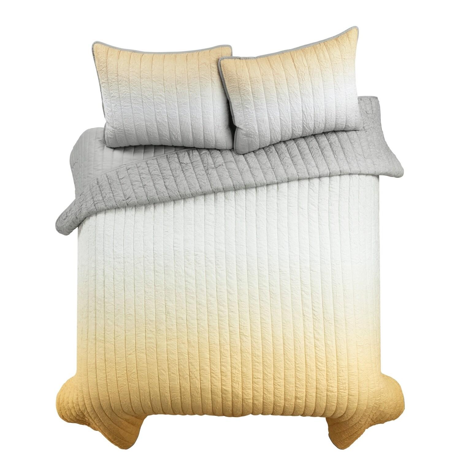 Crinkle Ombre Microfiber Quilt Set