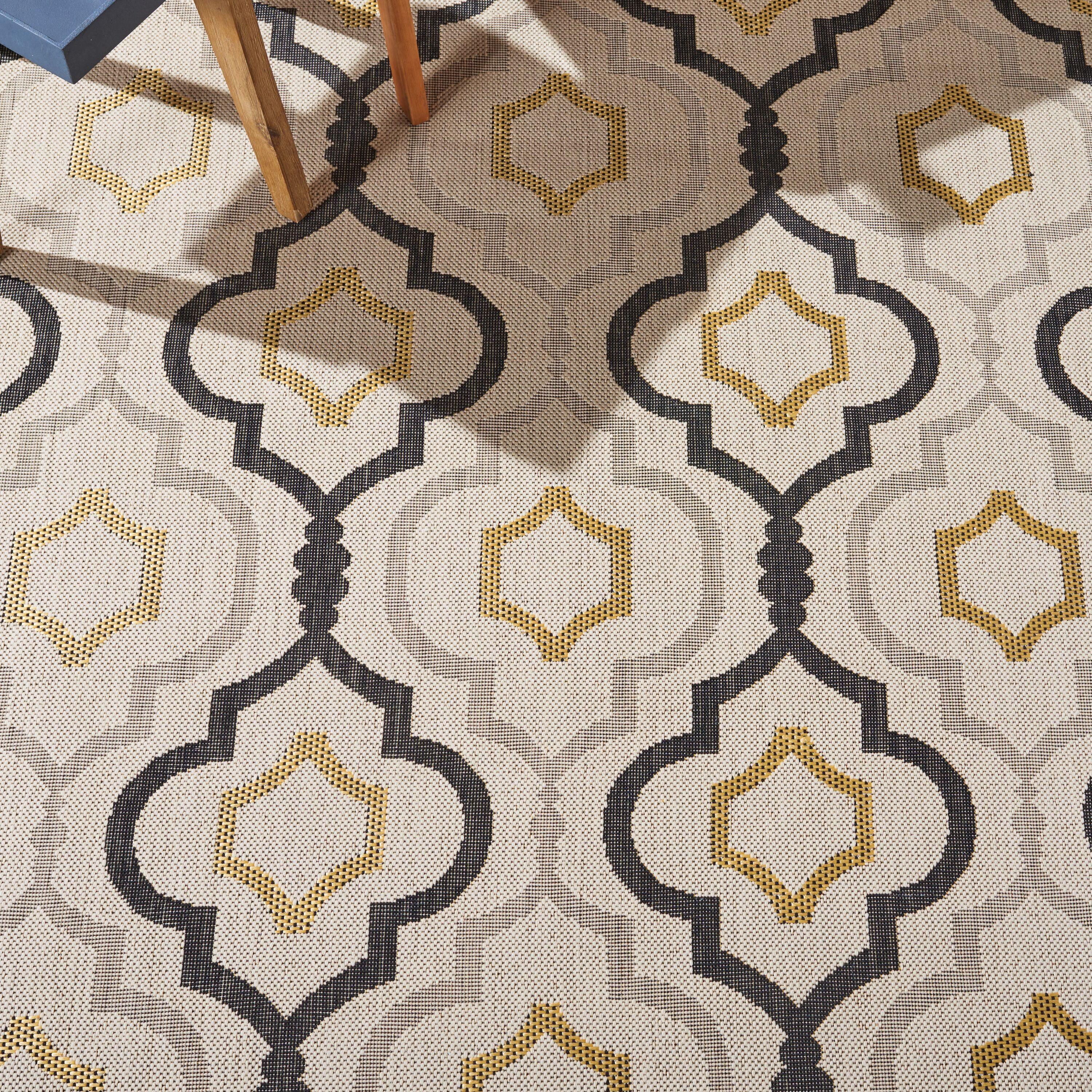 Courtyard CY7938 Power Loomed Indoor and Outdoor Accent Rug - Beige/Black - 2'7"x5' - Safavieh