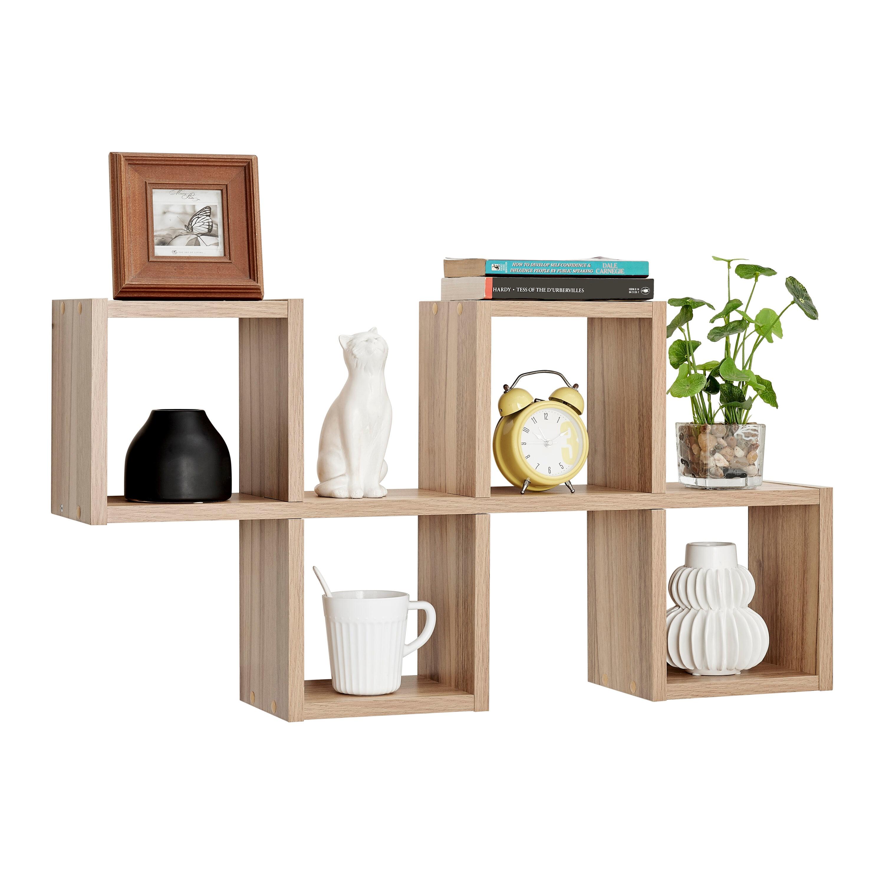 Danya B. 30" x 15.25" Cubby Chessboard Wall Shelf Chestnut - MDF, Contemporary Design, Interlocking