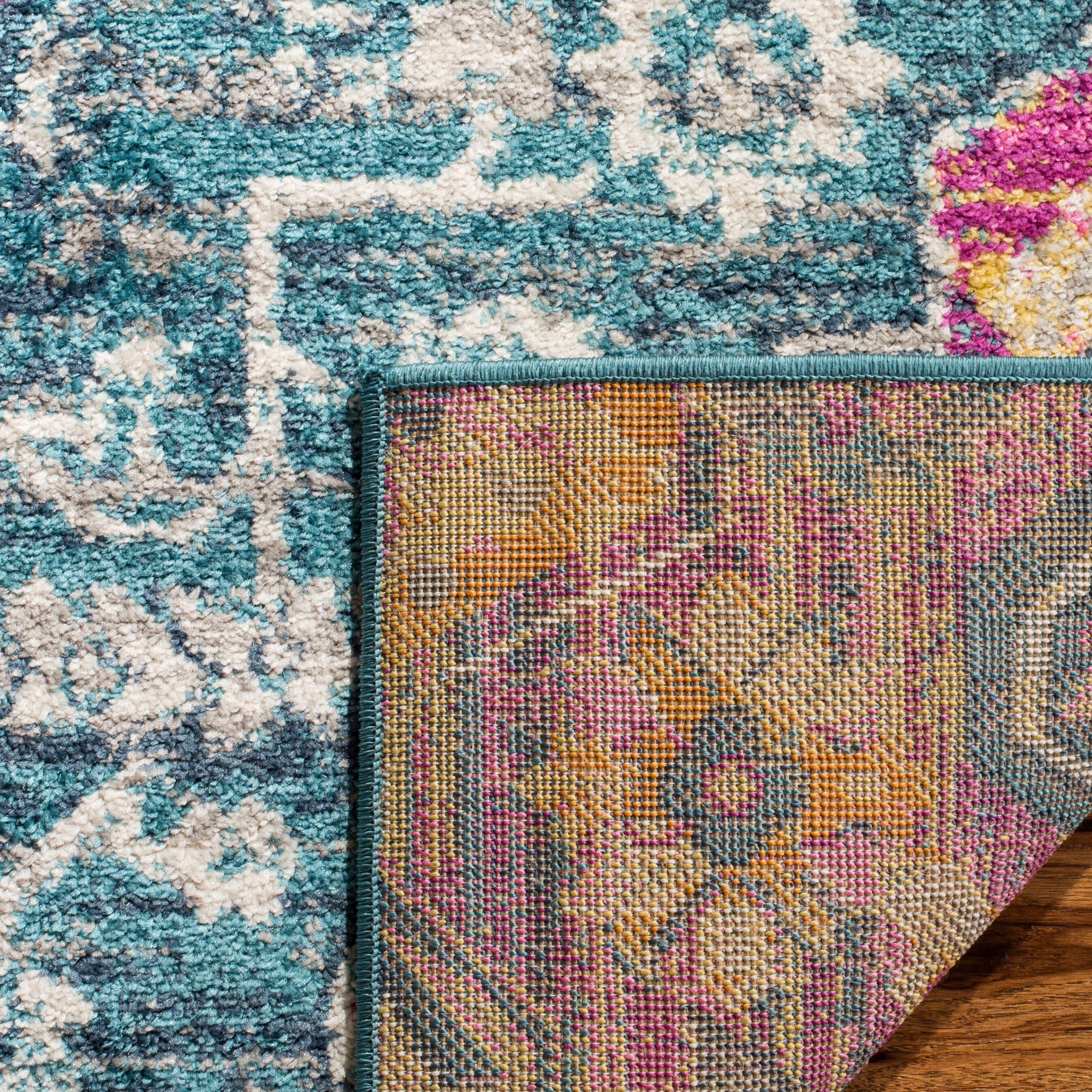 Madison MAD119 Power Loomed Indoor Area Rug - Blue/Fuchsia - 6'7"x6'7" - Safavieh.