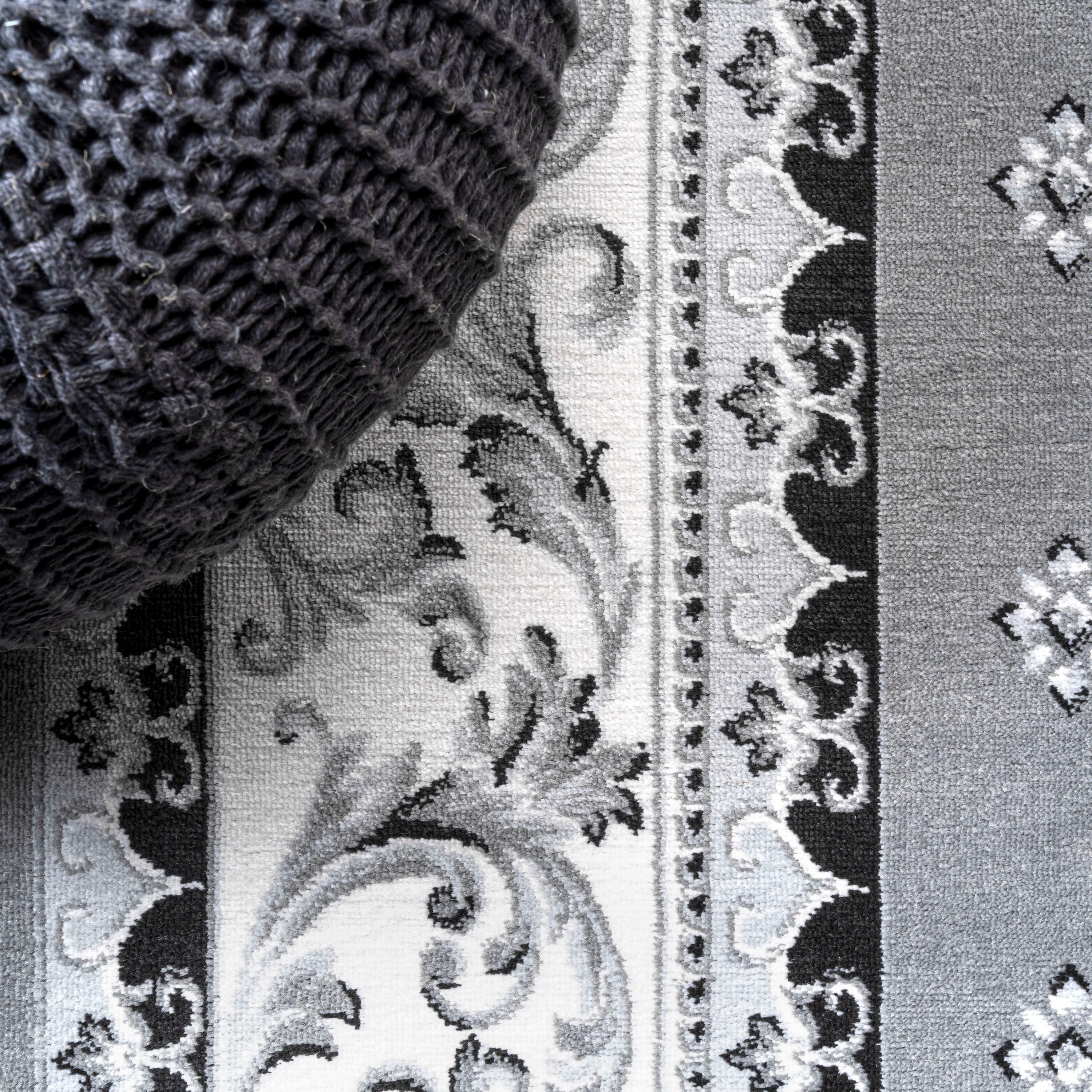 3'x 5' Acanthus French Border Area Rug, Gray/Cream - JONATHAN Y