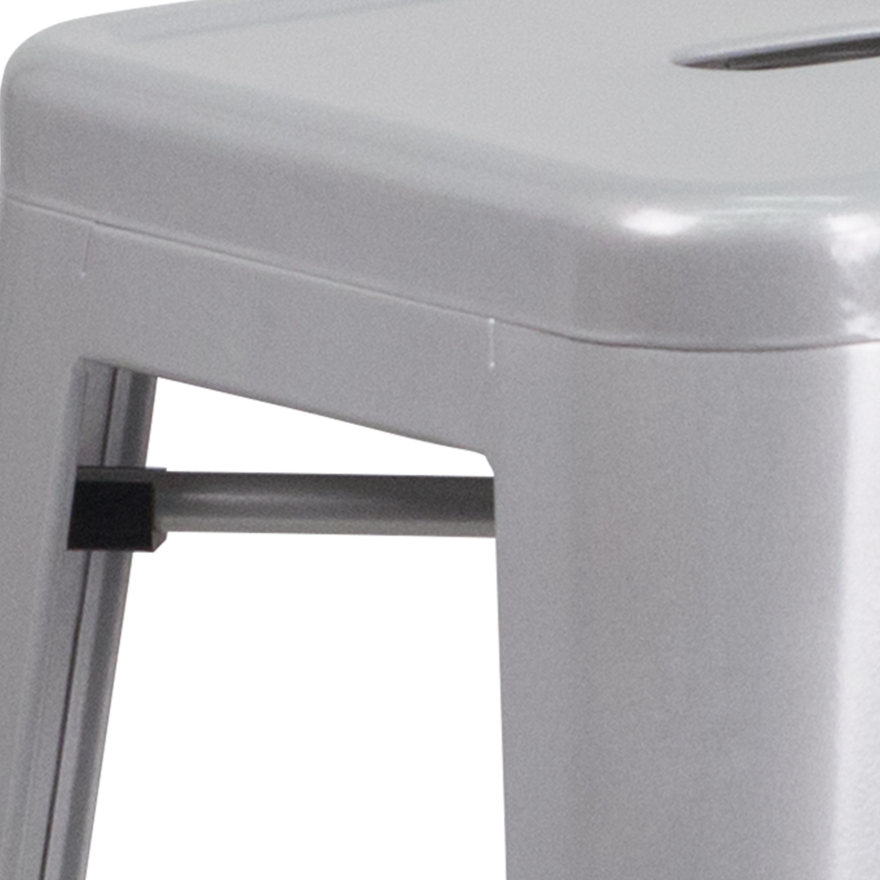 Flash Furniture Commercial Grade 30" High Backless Silver Metal Indoor-Outdoor Barstool with Square Seat