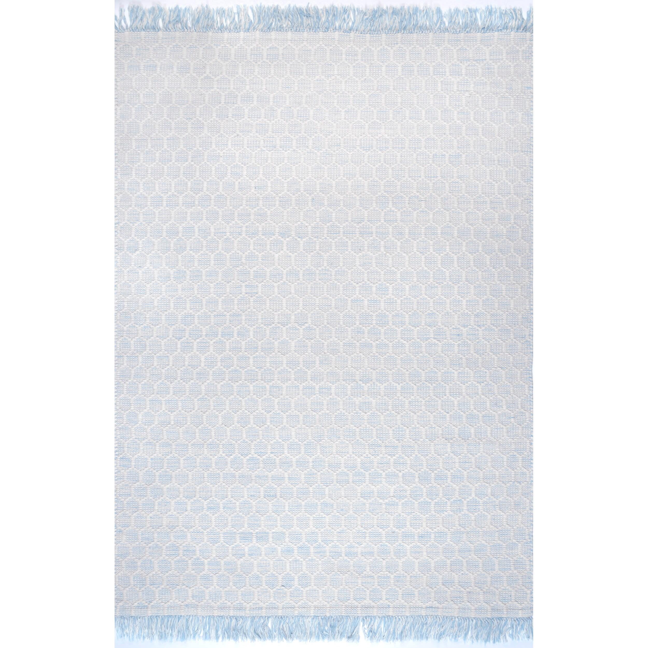 Nuloom Wylie Geometric 3x5 Wool Accent Indoor Area Rug for Living Room Bedroom Dining Room Entryway Kitchen, Baby Blue/Ivory