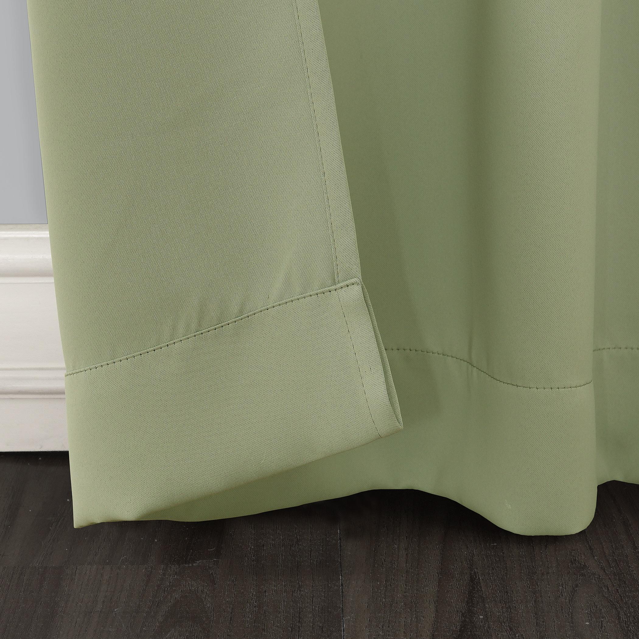 40"x84" Sun Zero Blackout Kenneth Energy Saving Grommet Curtain Panel Green: Modern Noise Reduction Twill