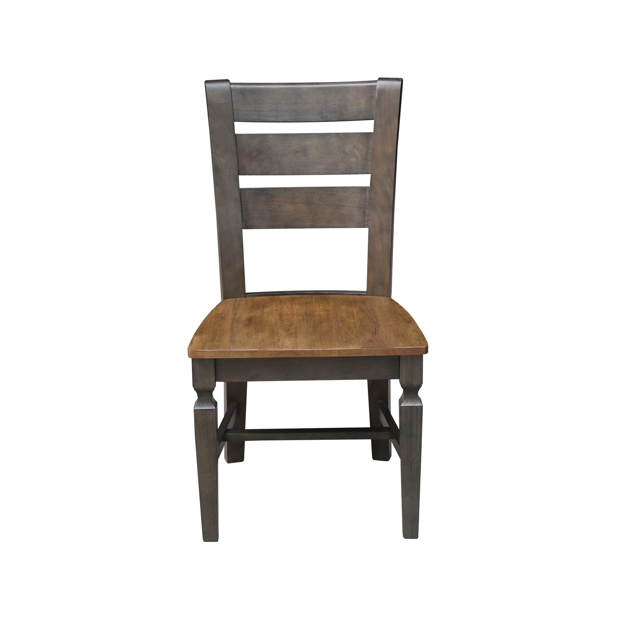 Set of 2 Vista Ladder Back Dining Chairs Hickory Brown - International Concepts: Solid Wood, Armless