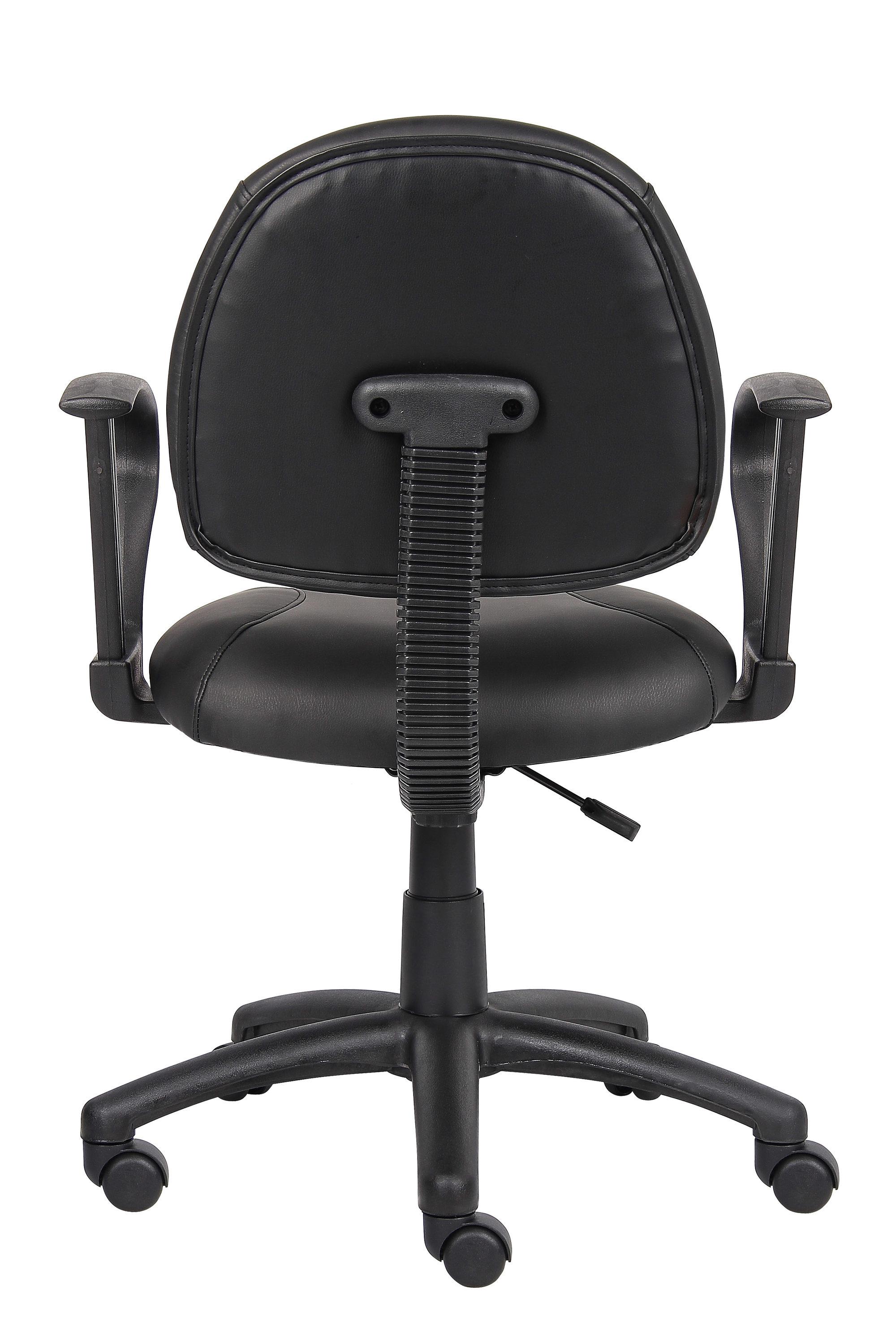Posture Chair with Loop Arms Black - Boss Office Products: LeatherPlus, Lumbar Support, Adjustable Height