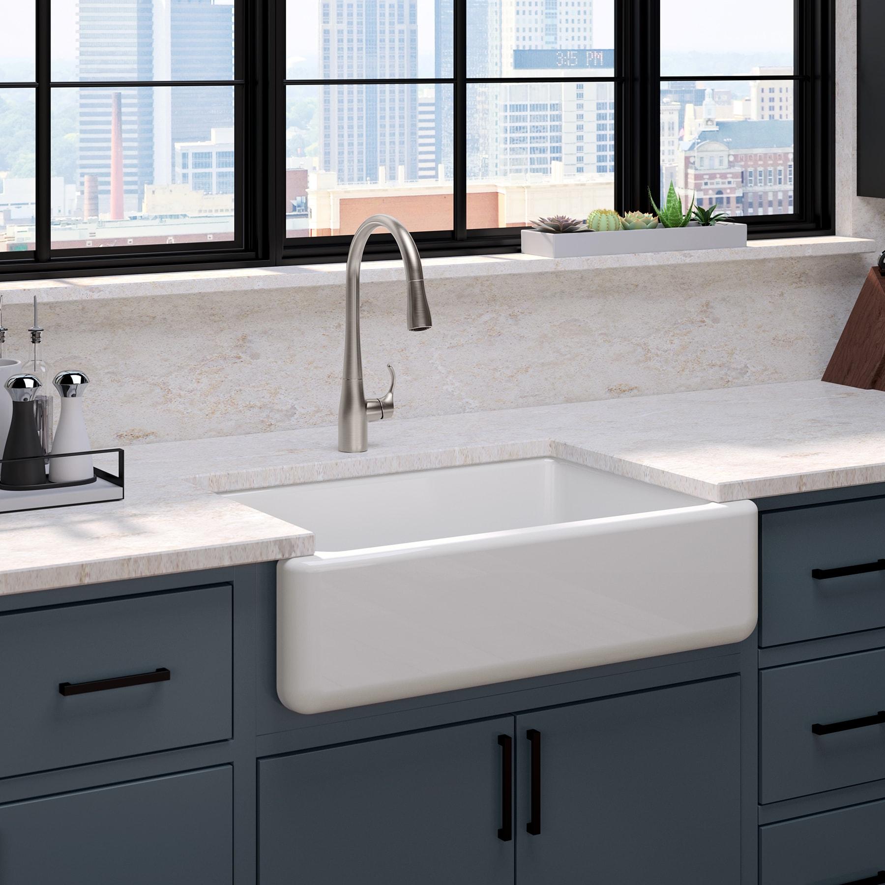 Whitehaven® 33" x 22" Self-Trimming Under-Mount Single-Bowl Kitchen Sink with Tall Apron