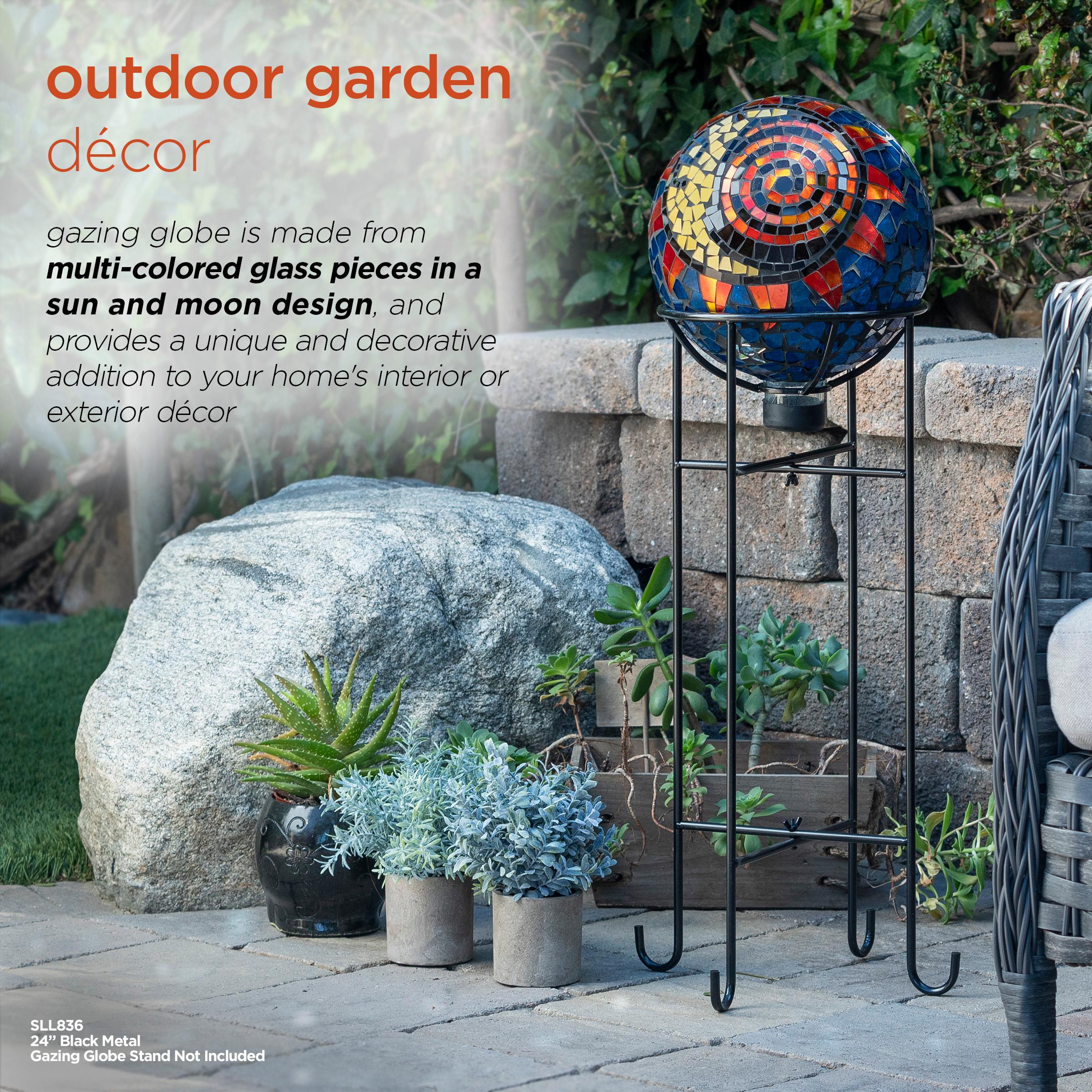 Alpine Corporation 10" Glass Mosaic Sun and Moon Gazing Globe, Multicolor
