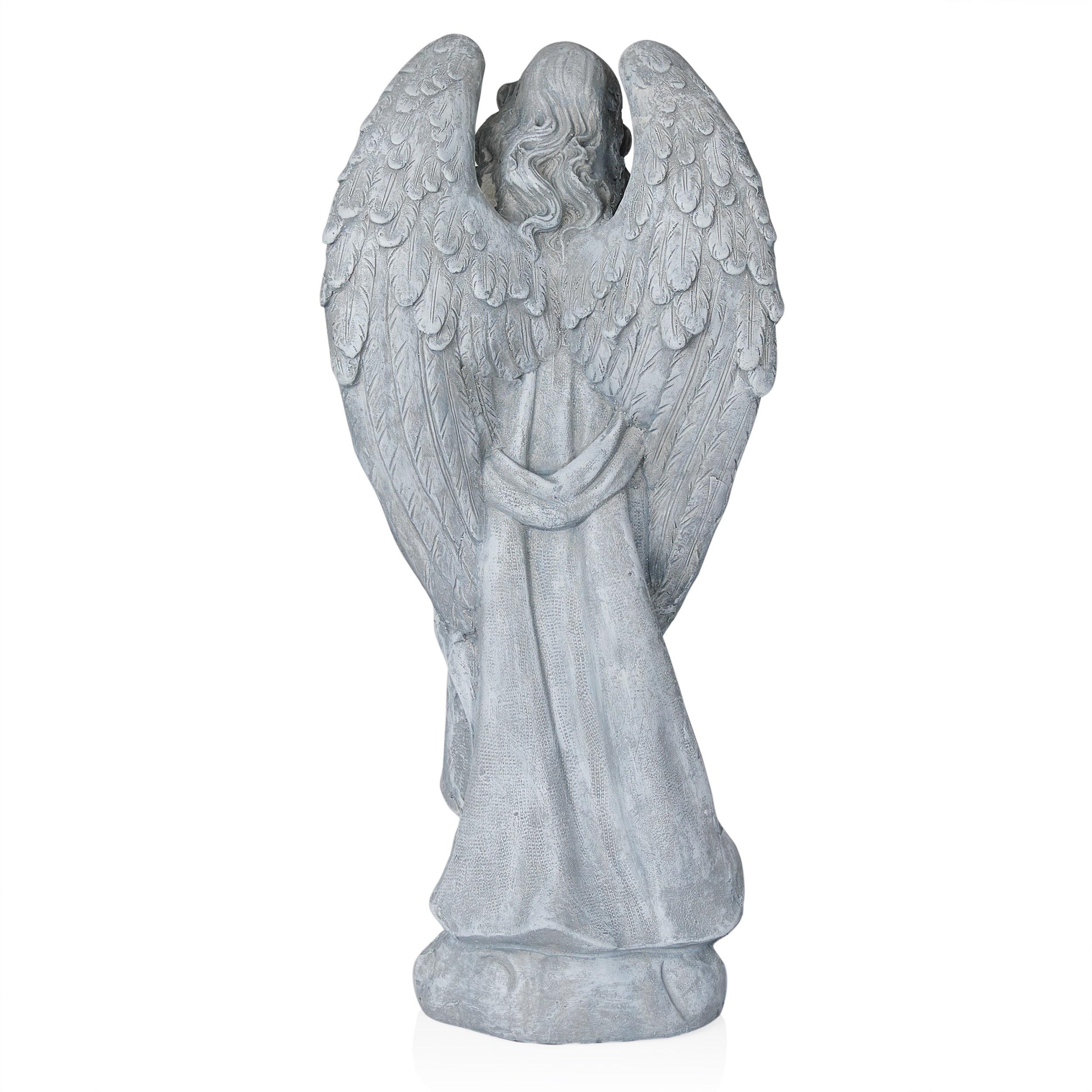 Alpine Corporation 29"H Angel with Yellow Flower Wreath Garden Statue