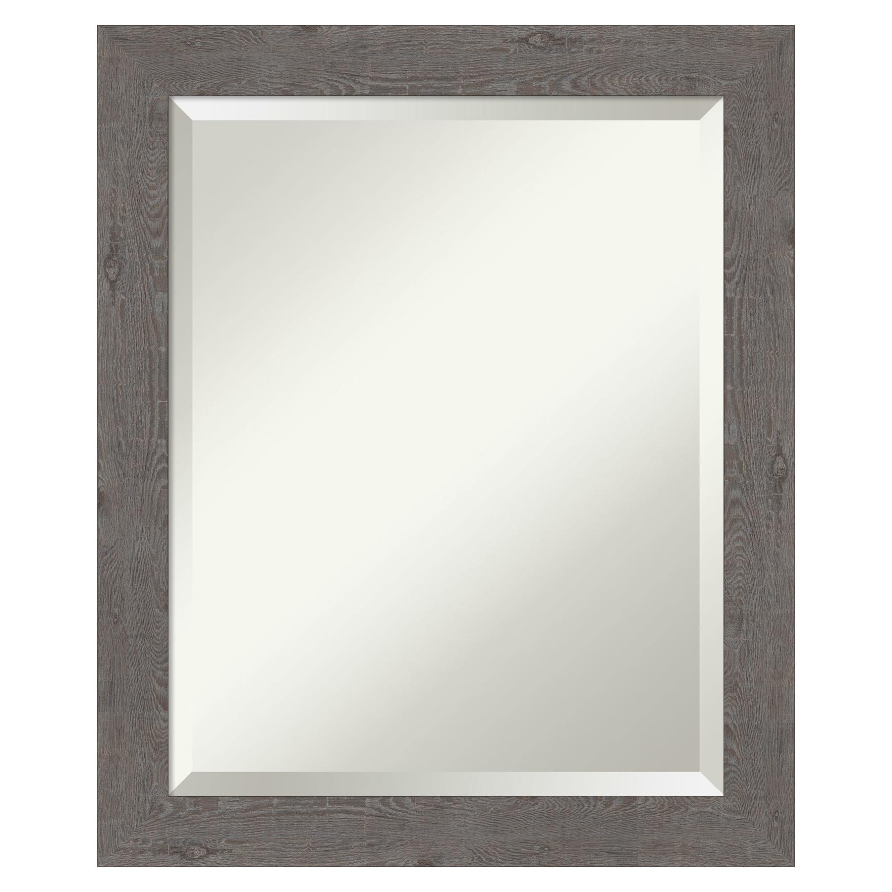 Medium Rectangle Distressed Grey Beveled Glass Modern Mirror (23.25 in. H x 19.25 in. W)