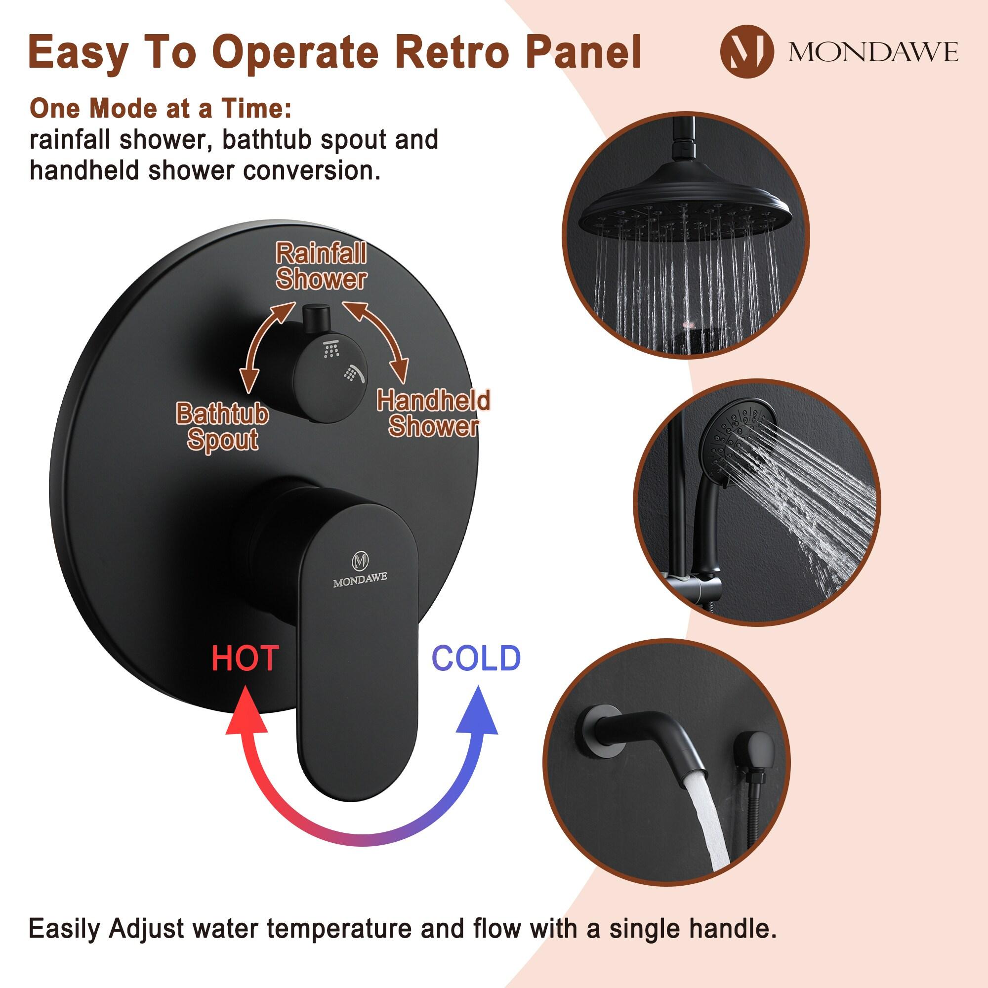 Calliope Wall Mounted 3 Function Retro Shower System with 3 Setting Handheld