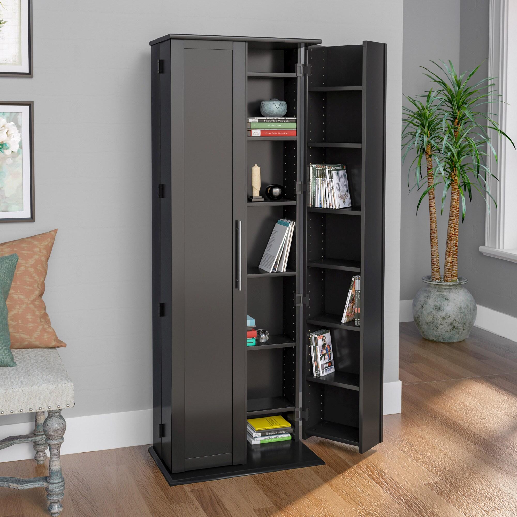 Black Grande Locking Media Storage Cabinet with Shaker Doors (Box 1 of 2)