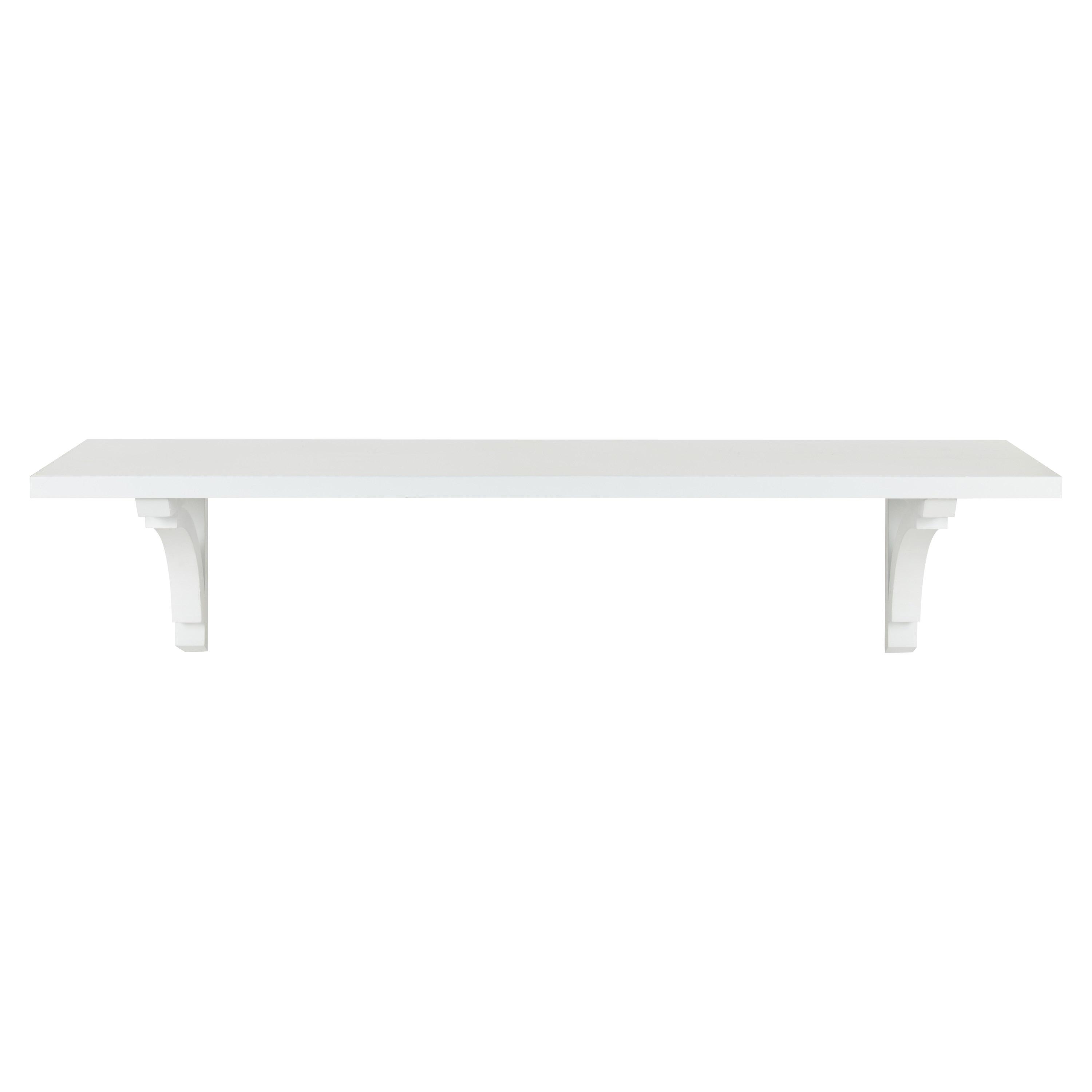 Kate and Laurel Corblynd Traditional Wood Wall Shelf, White 36"